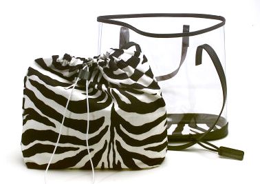 Wathne Clear Tote with Zebra Print Lining