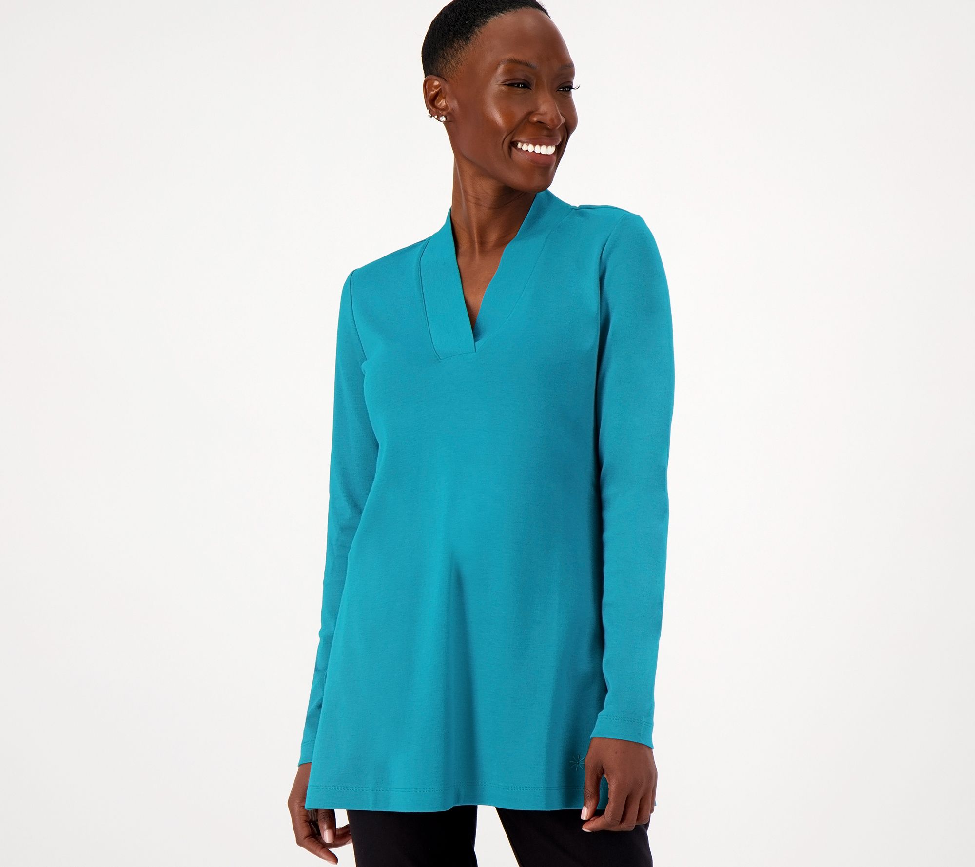 "As Is" Isaac Mizrahi Live! Regular Essentials Pima V-Neck Tunic