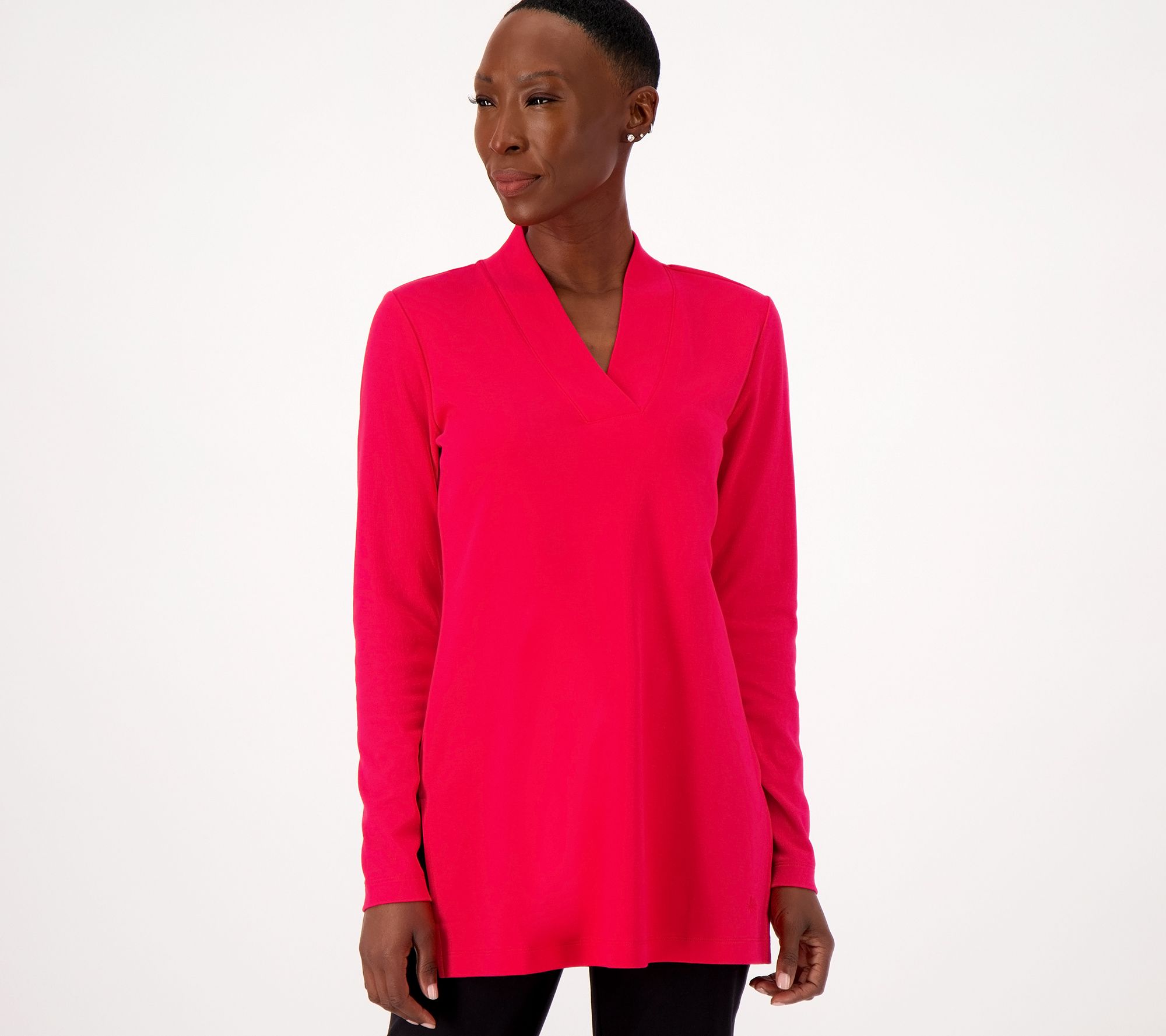 "As Is" Isaac Mizrahi Live! Regular Essentials Pima V-Neck Tunic