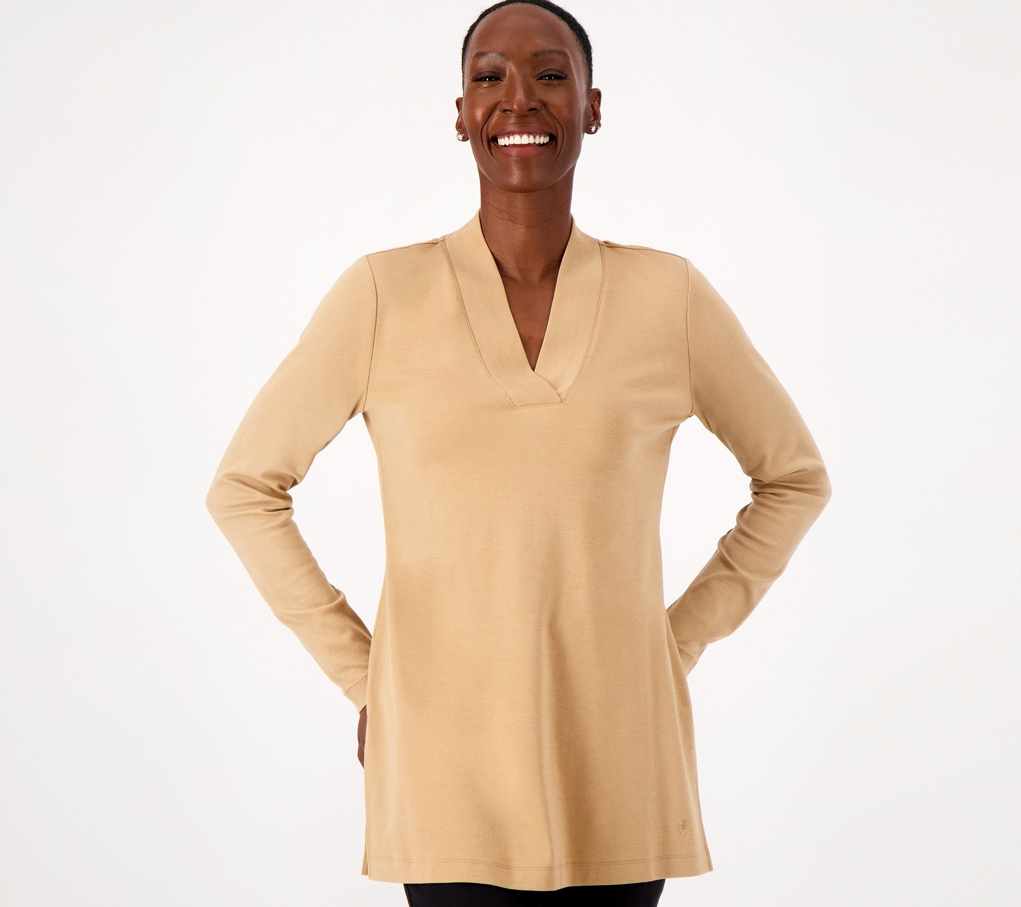 "As Is" Isaac Mizrahi Live! Regular Essentials Pima V-Neck Tunic