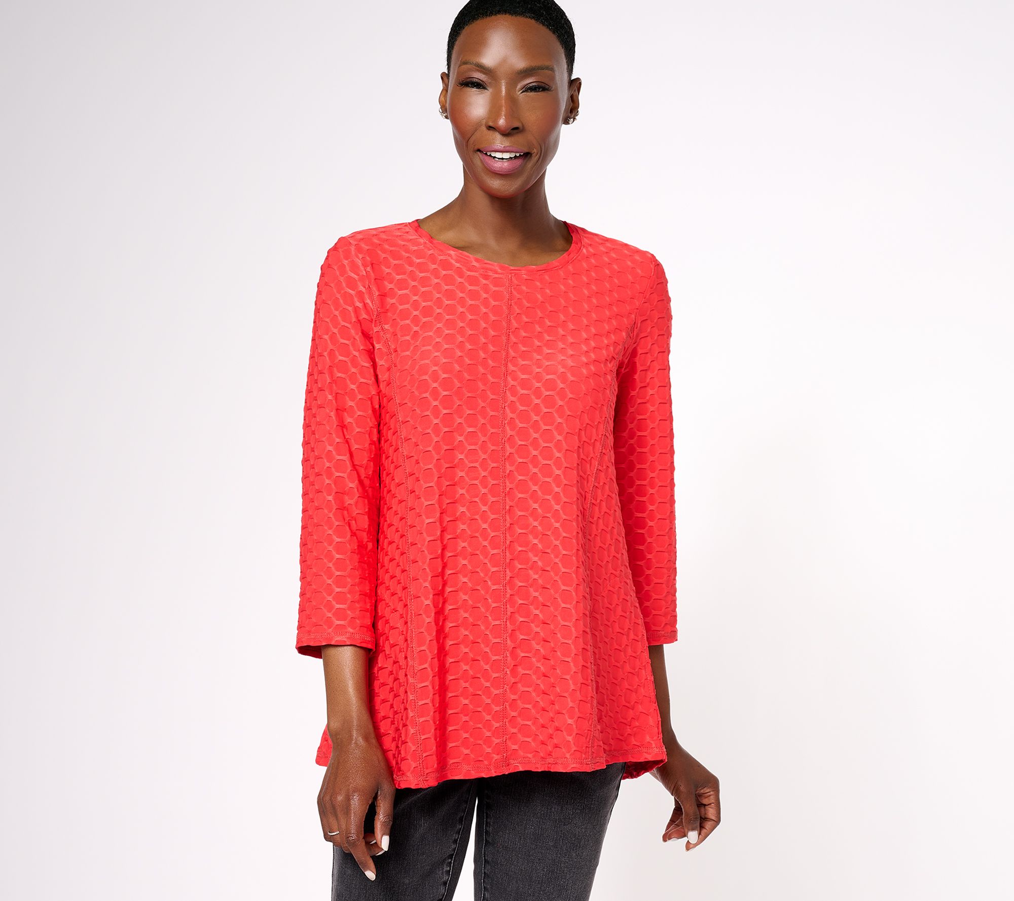 LOGO by Lori Goldstein Textured Knit 3/4 Sleeve Top