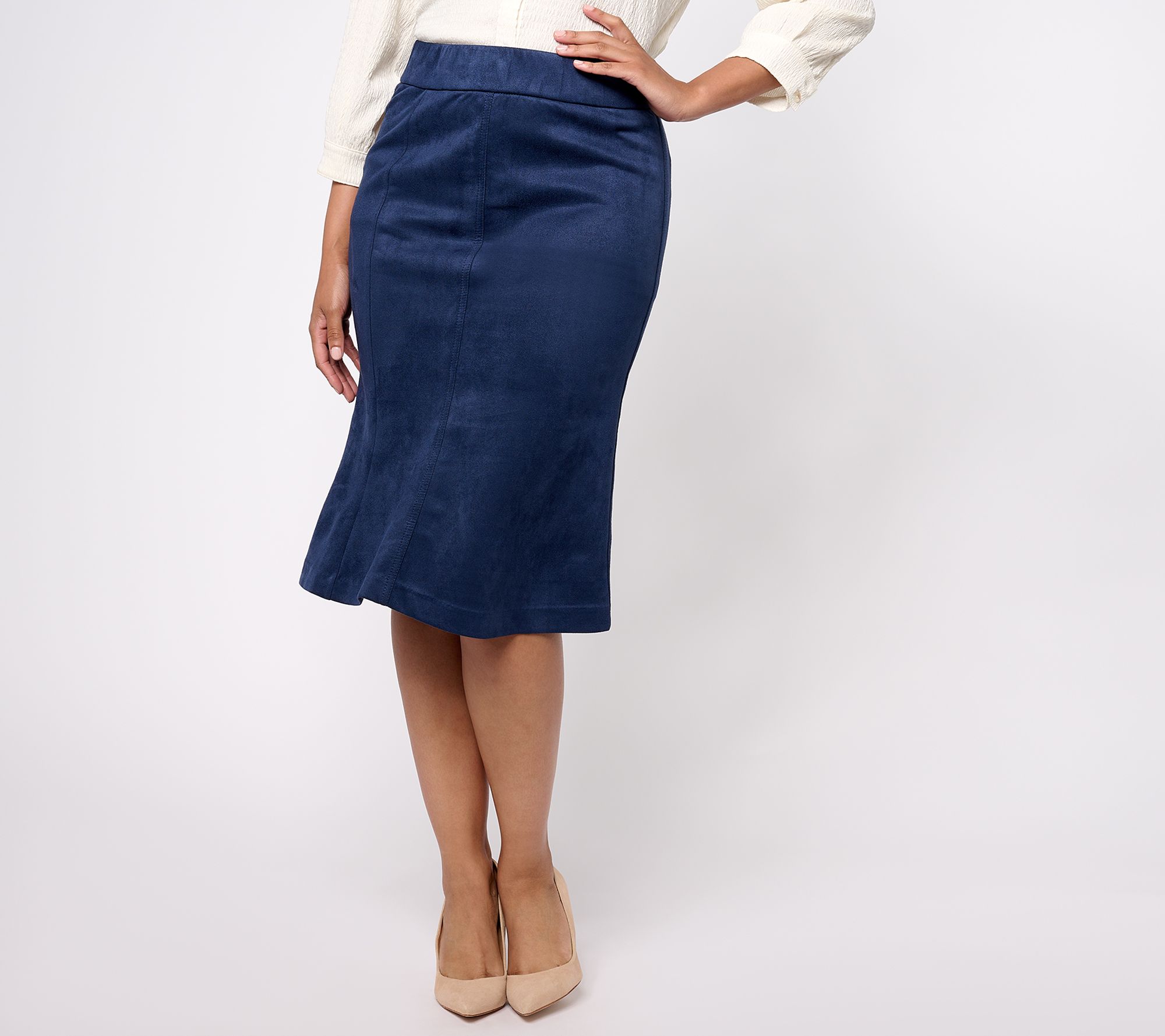 Isaac Mizrahi Live! Estate Regular Faux Suede Skirt