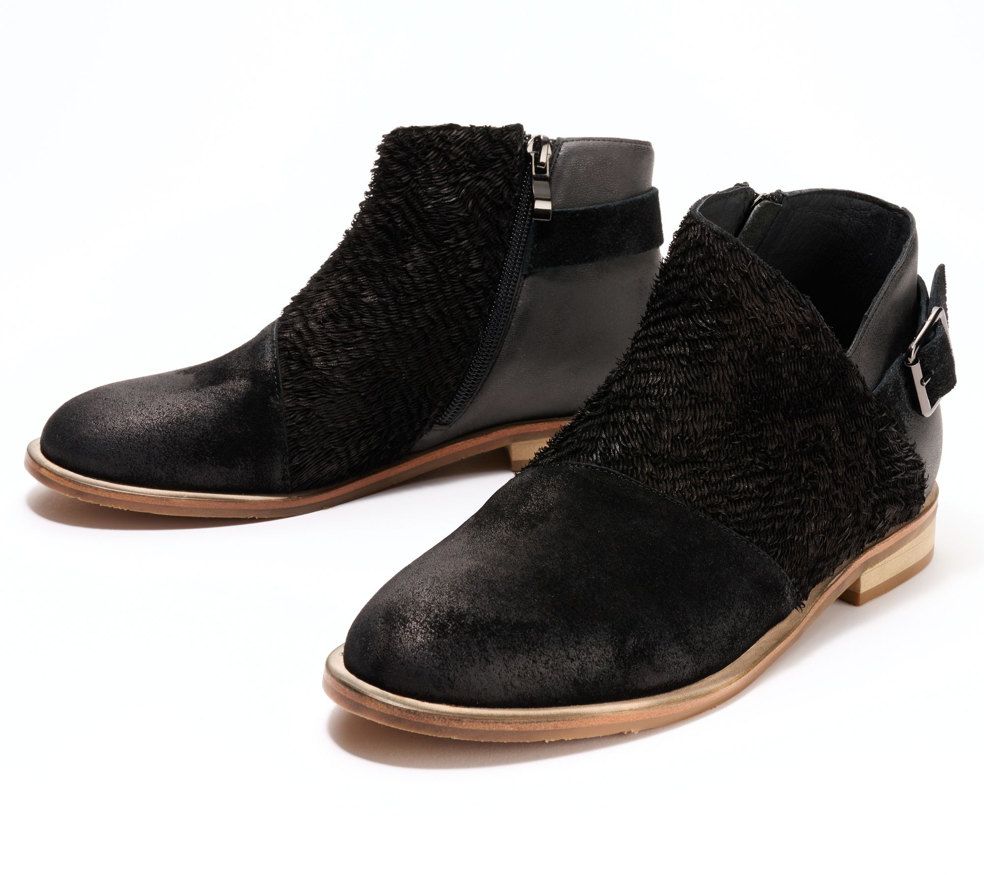 "As Is" Antelope Leather Buckled Ankle Boots- Laran