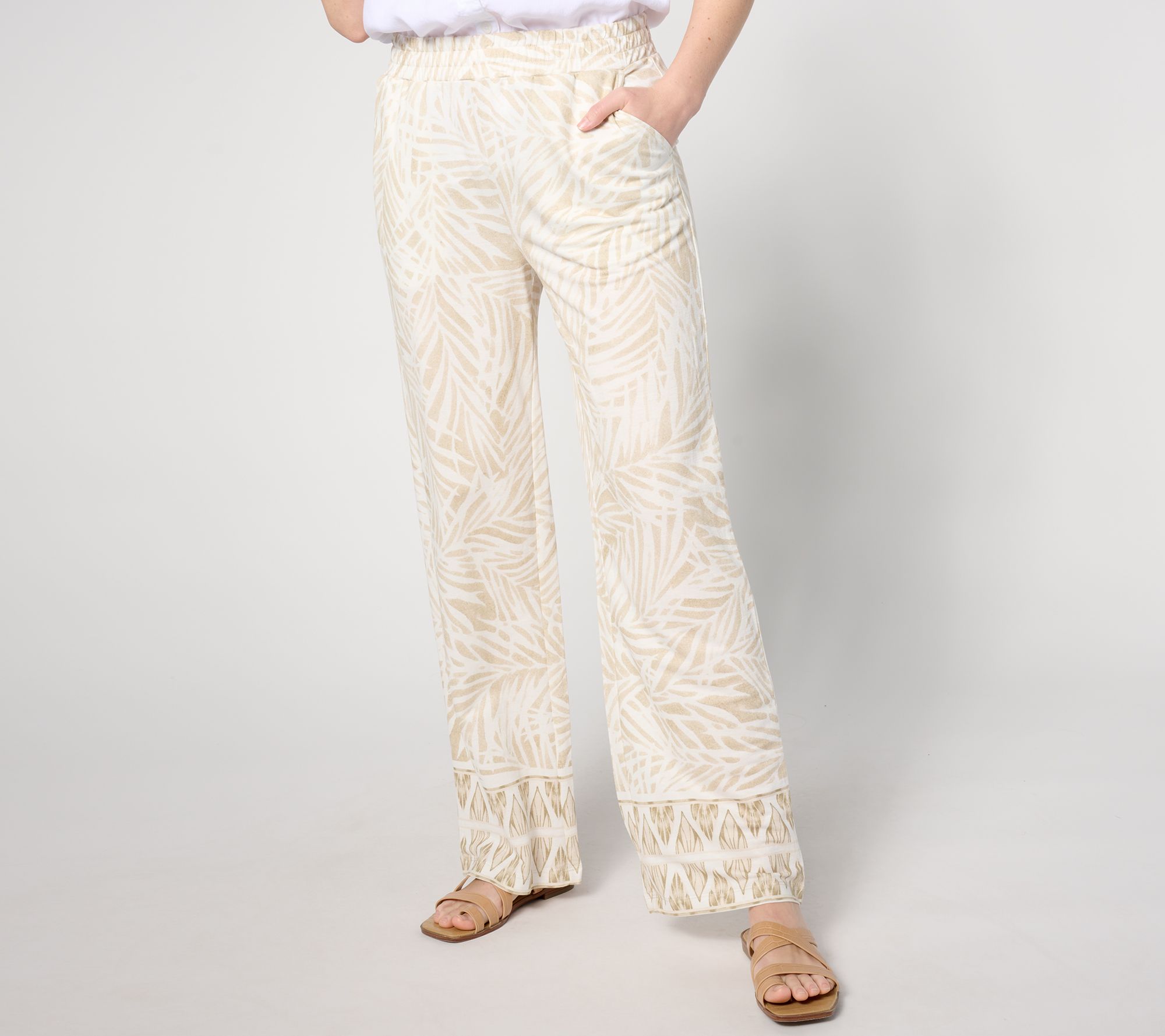 As Is Susan Graver Regular Printed Liquid Knit Pull-On Pants 