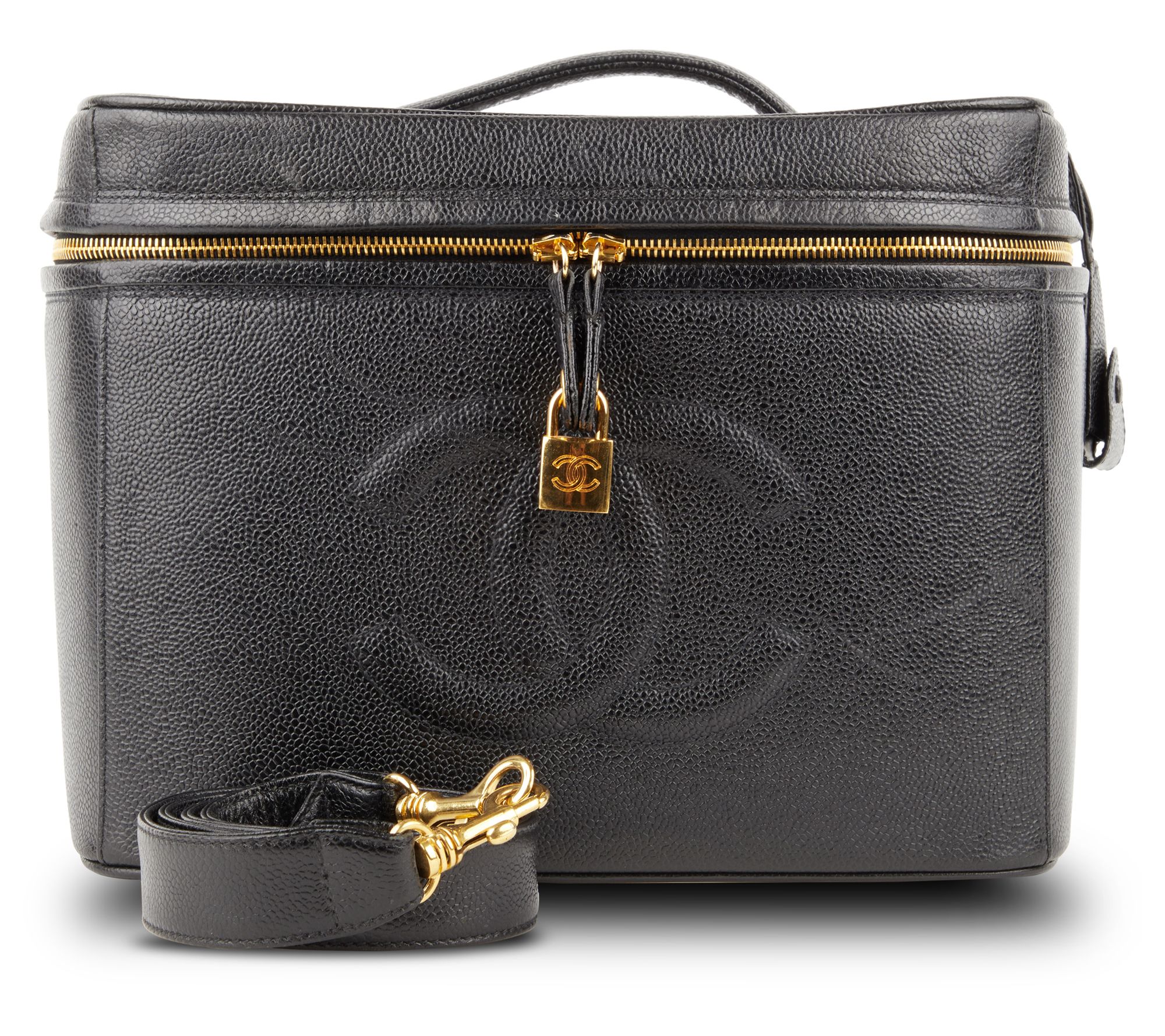 Chanel Caviar Travel Makeup Vanity Bag in Black | Lord & Taylor
