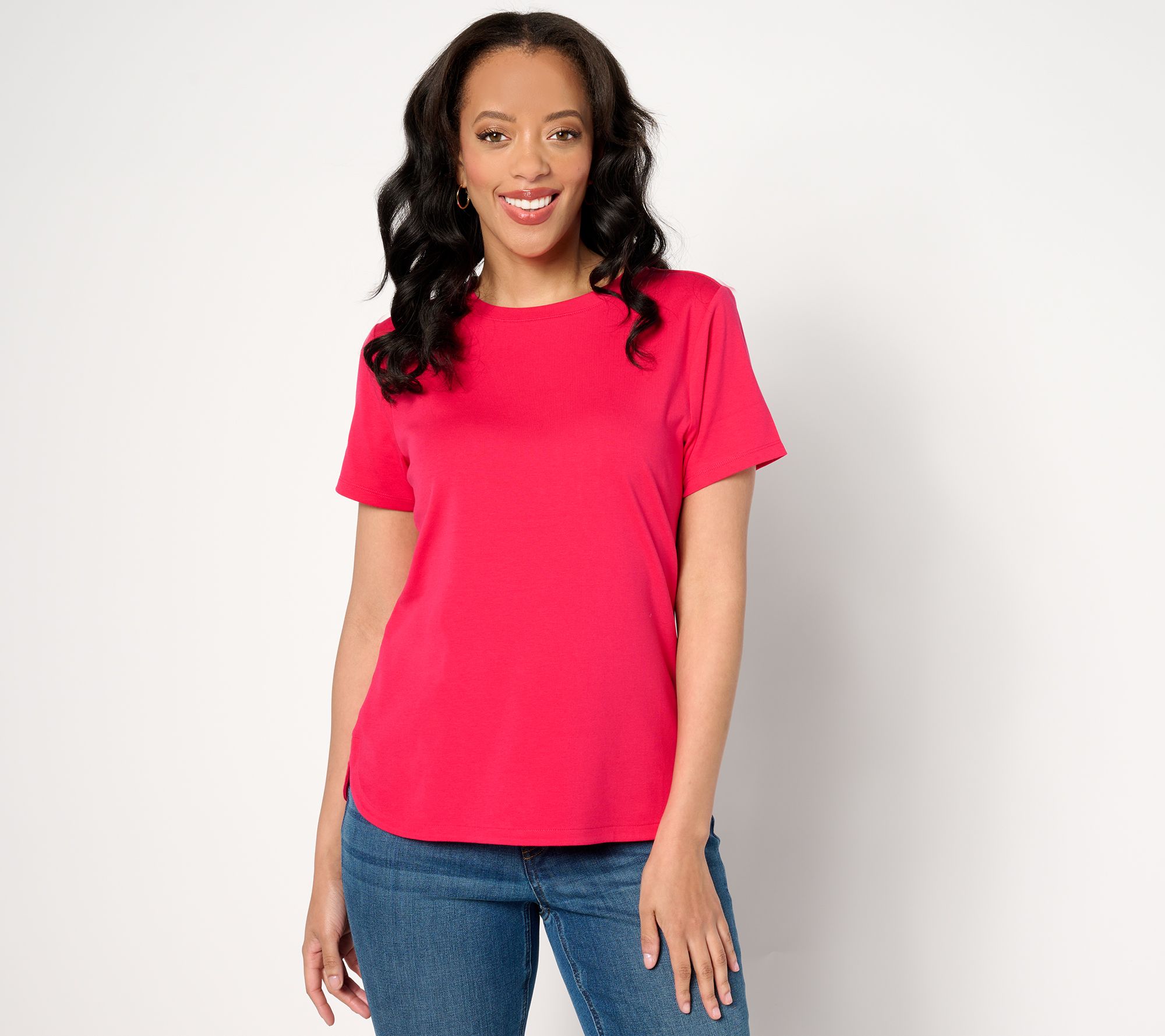 Isaac Mizrahi Live! Essentials Pima Cotton Short Sleeve Top