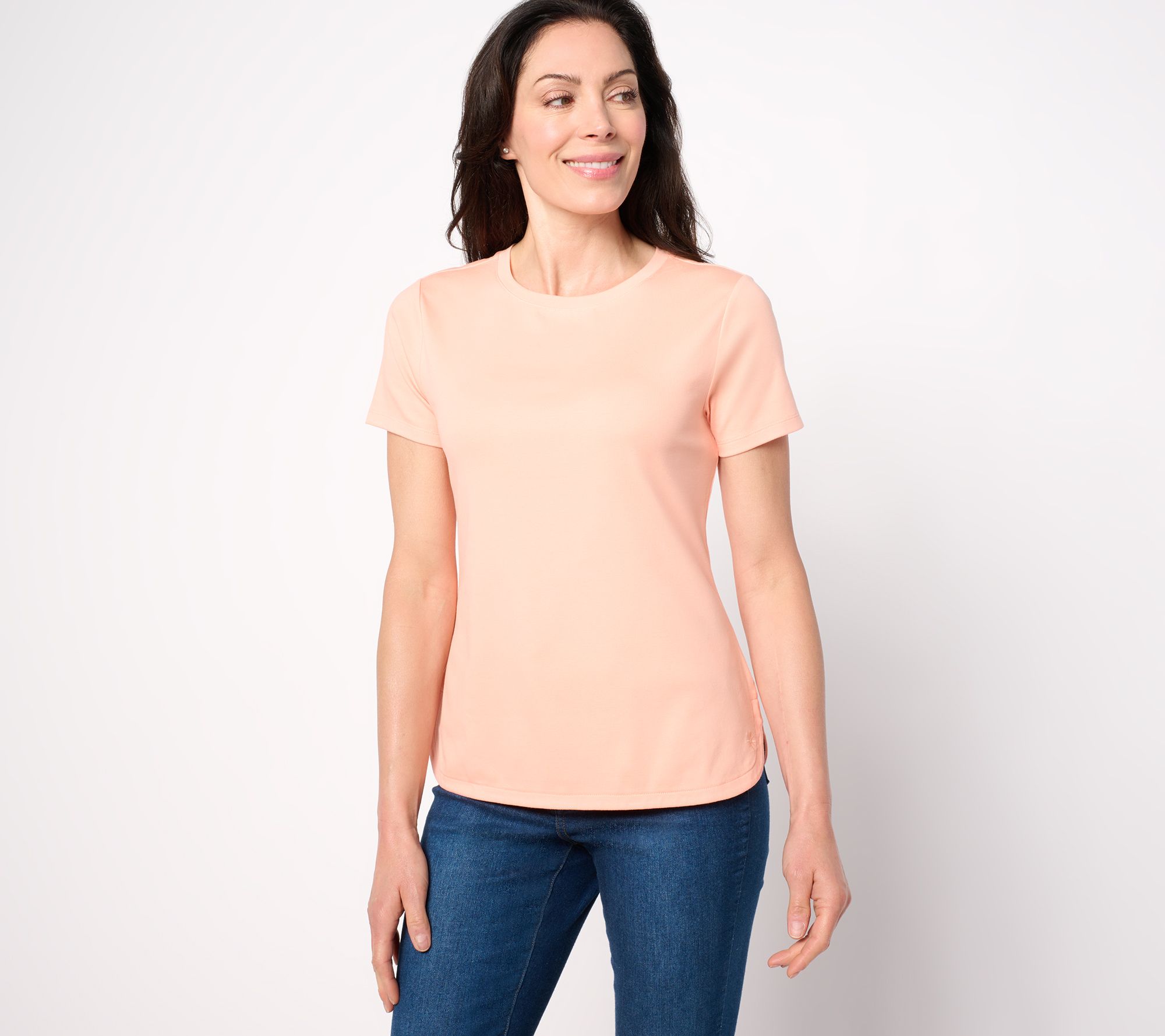 Isaac Mizrahi Live! Essentials Pima Cotton Short Sleeve Top