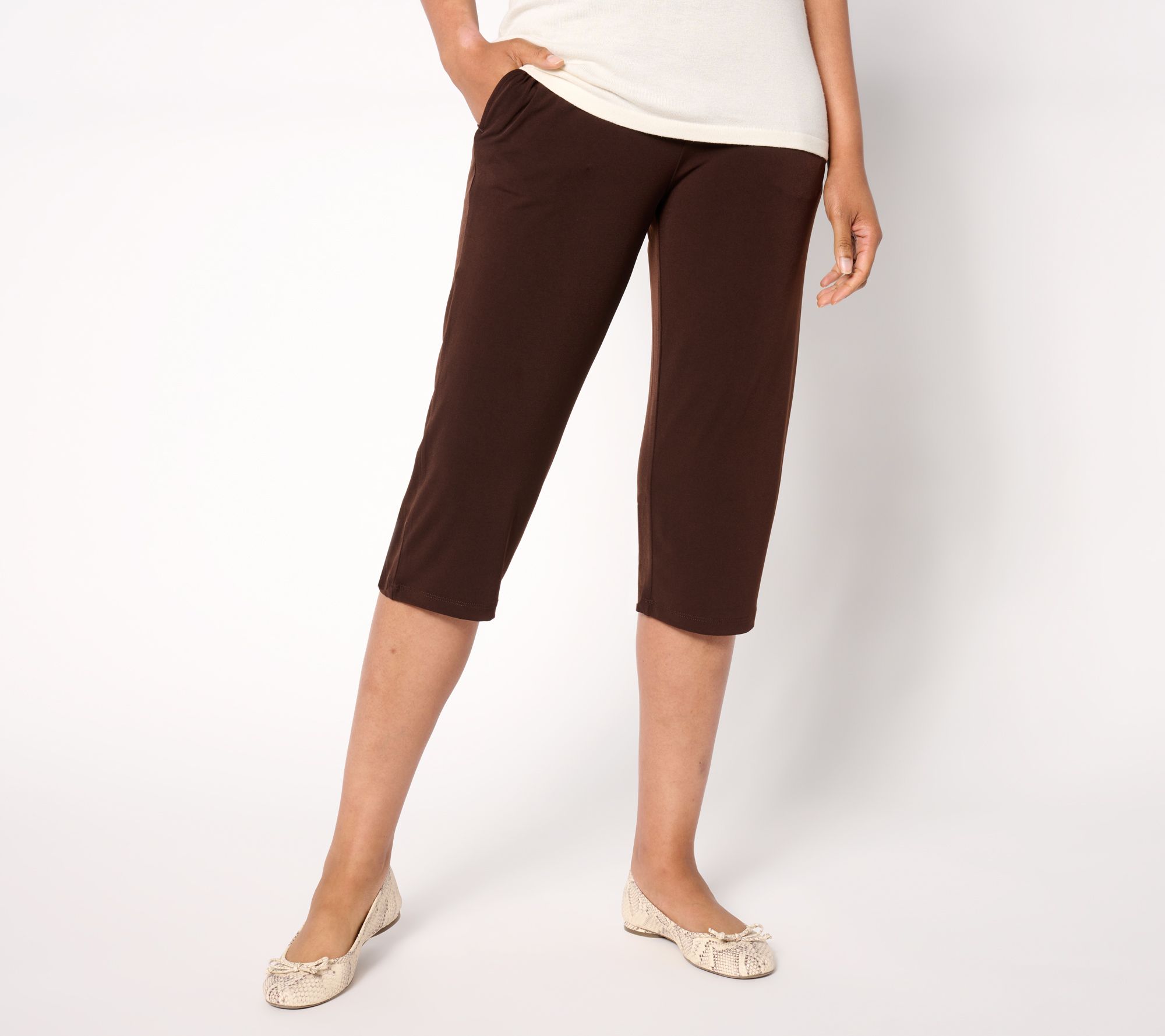 Susan Graver Petite Modern Essentials Liquid Knit Pedal Pusher