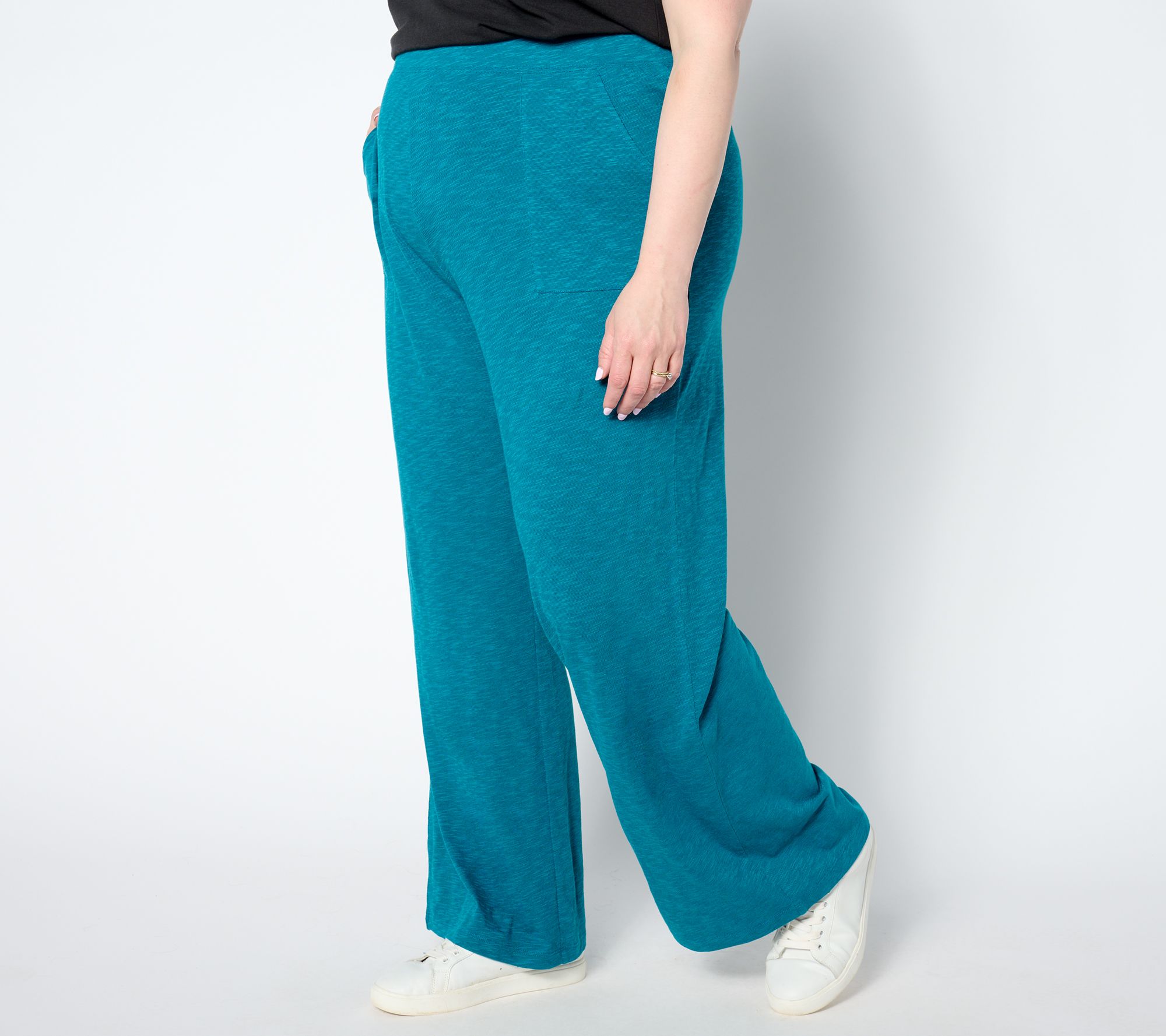 Denim & Co. Tall Slub Jersey Full Length Wide Leg Pant