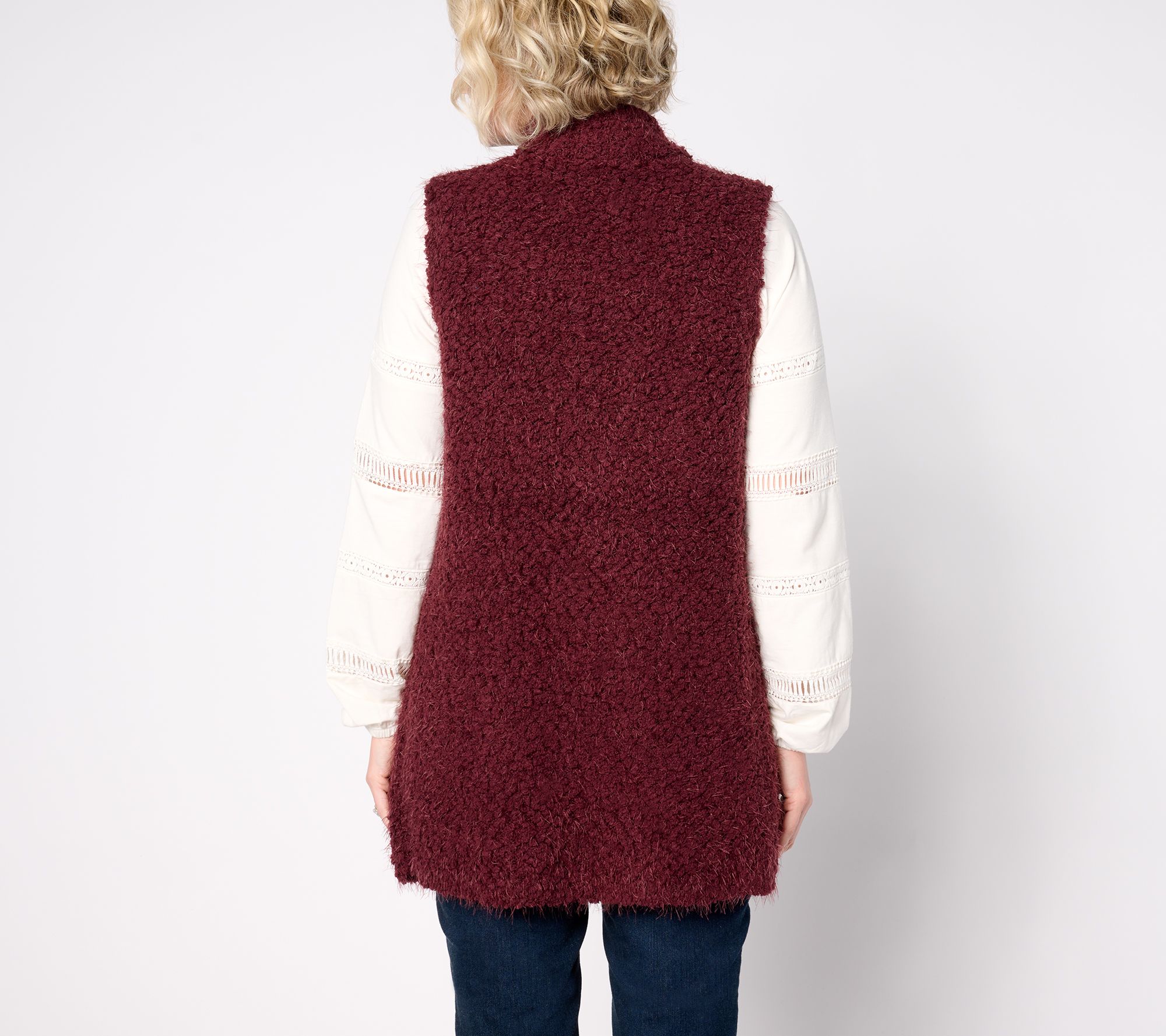 Belle Boho by Kim Gravel Textured Boucle Sweater Vest with