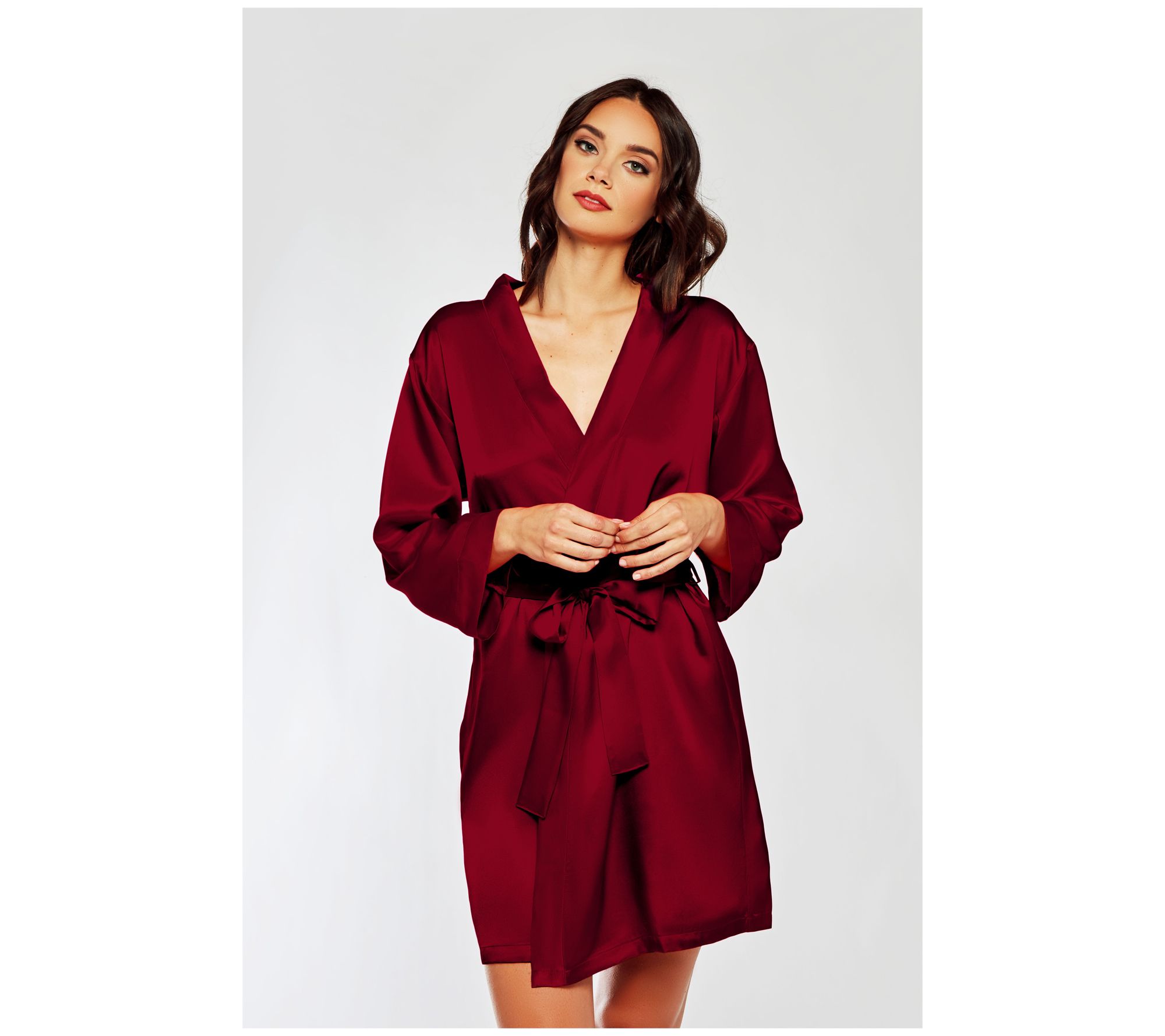 iCollection Soft Satin Burgundy Robe