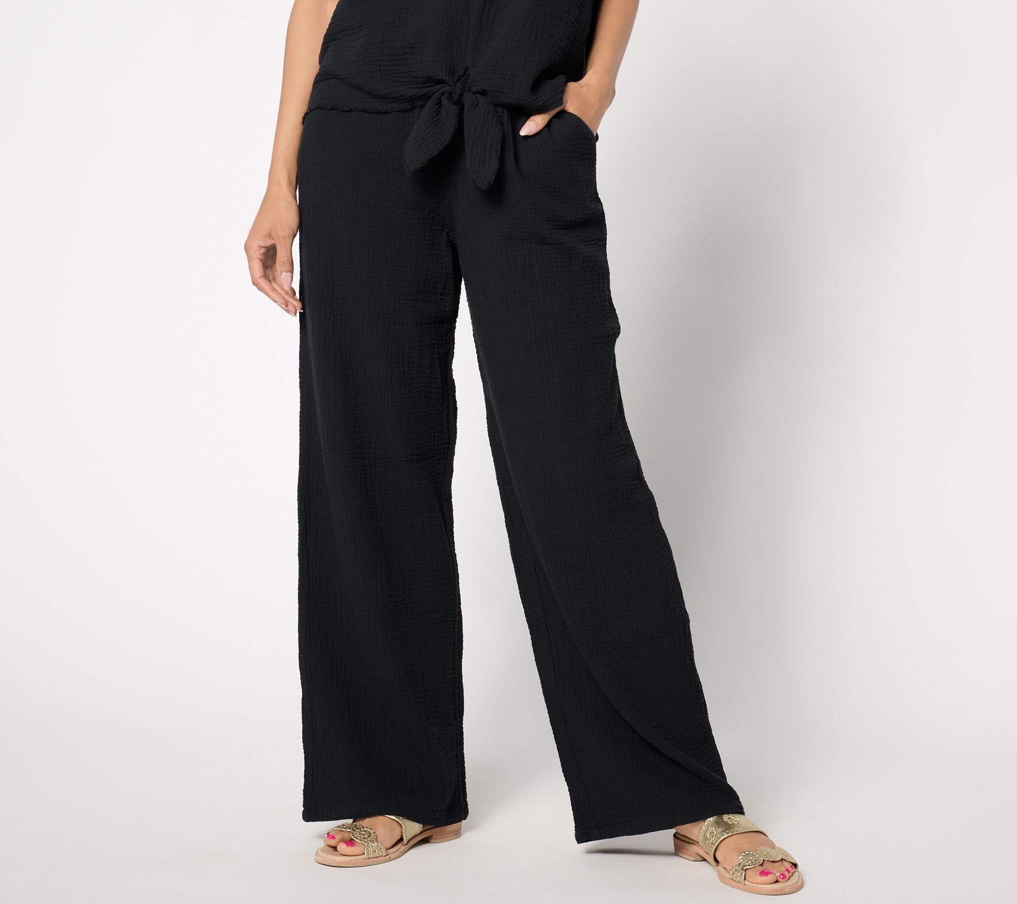 "As Is" Belle by Kim Gravel Regular Cotton Gauze Pants