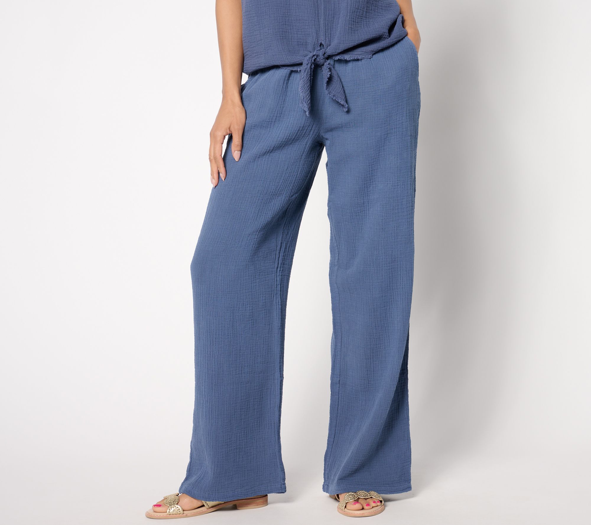 "As Is" Belle by Kim Gravel Regular Cotton Gauze Pants
