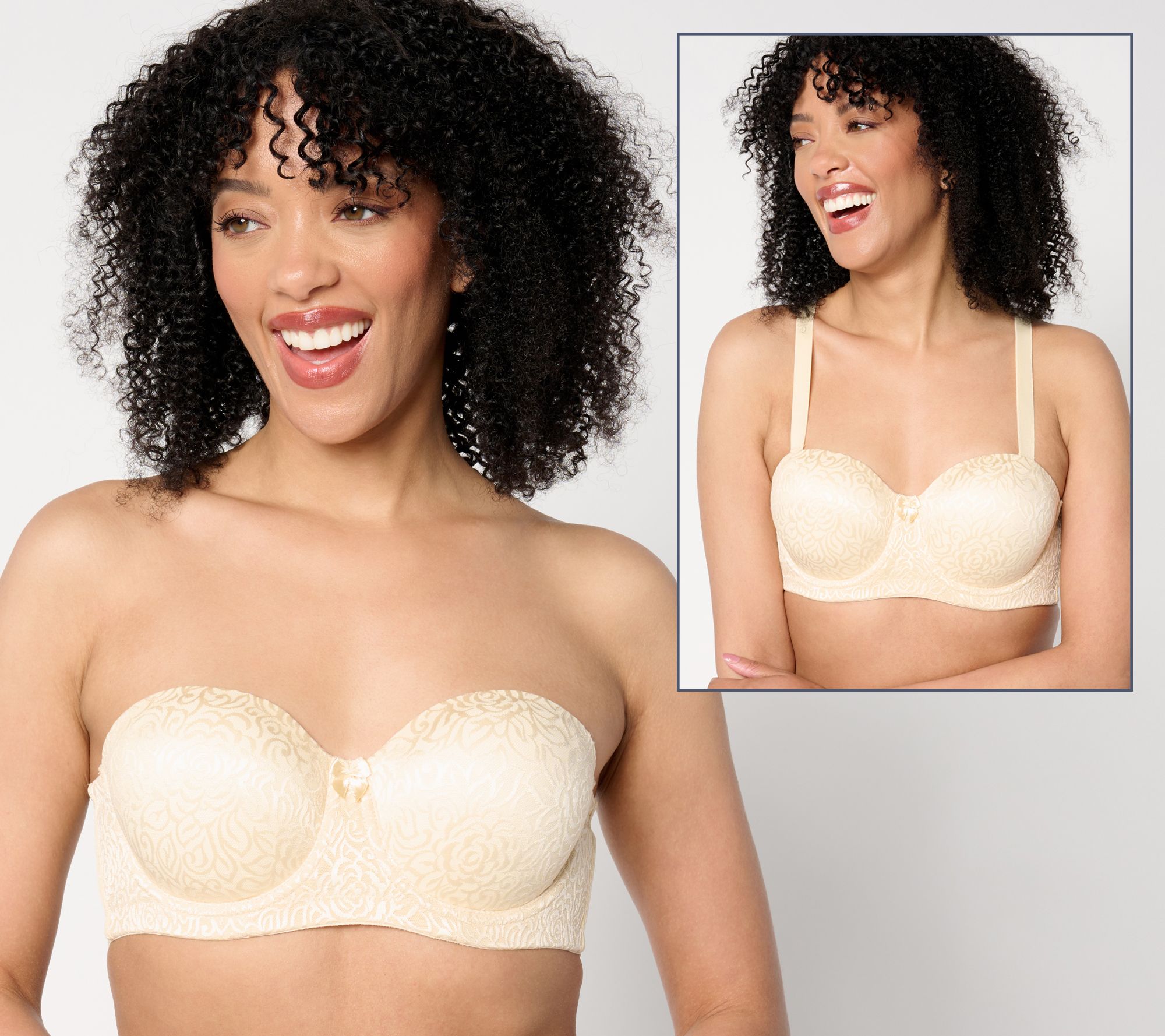 "As Is" Breezies Wild Rose Lace Strapless Underwire Bra