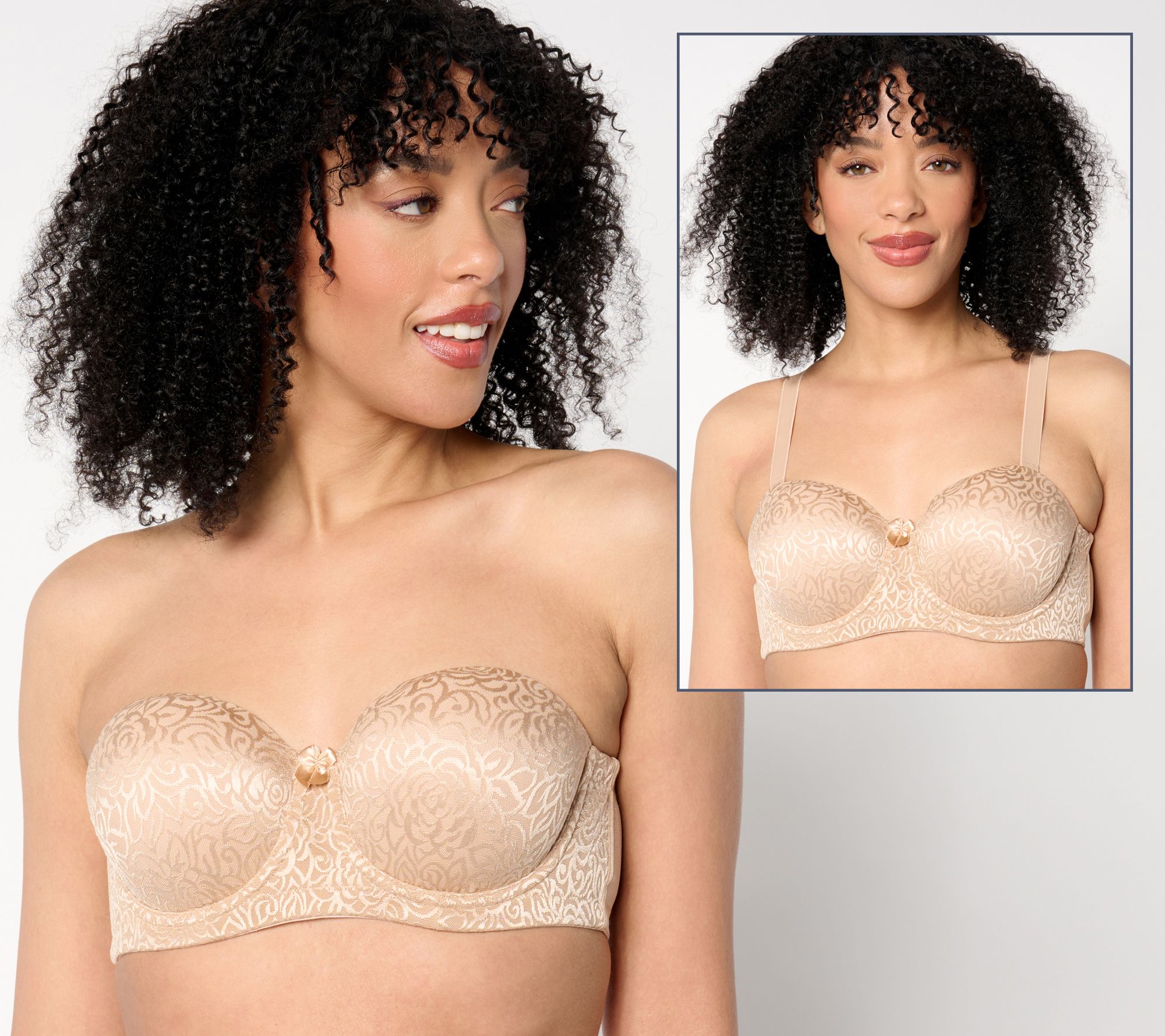 "As Is" Breezies Wild Rose Lace Strapless Underwire Bra