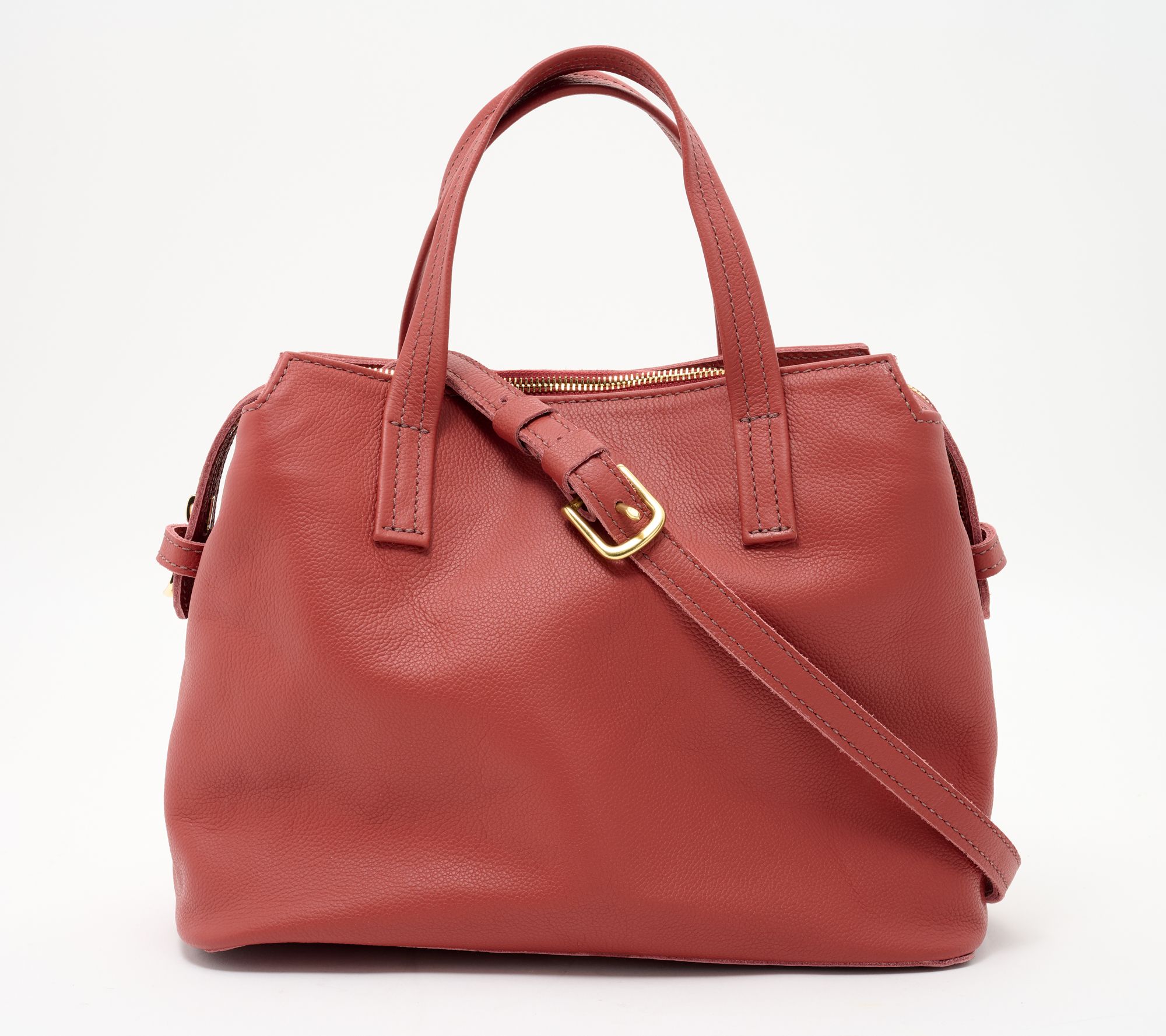 Parker Clay Napa Leather Satchel with Crossbody Strap