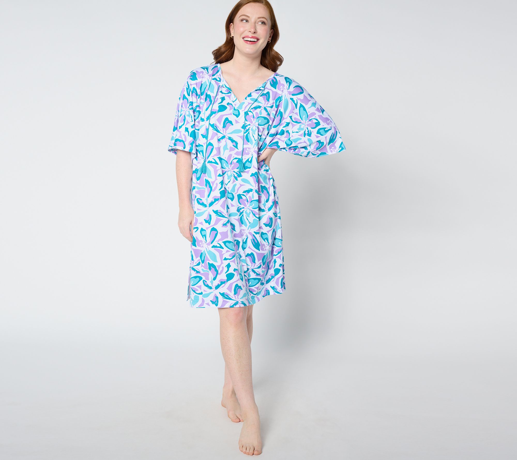 As Is Carole Hochman Floral Printed Caftan