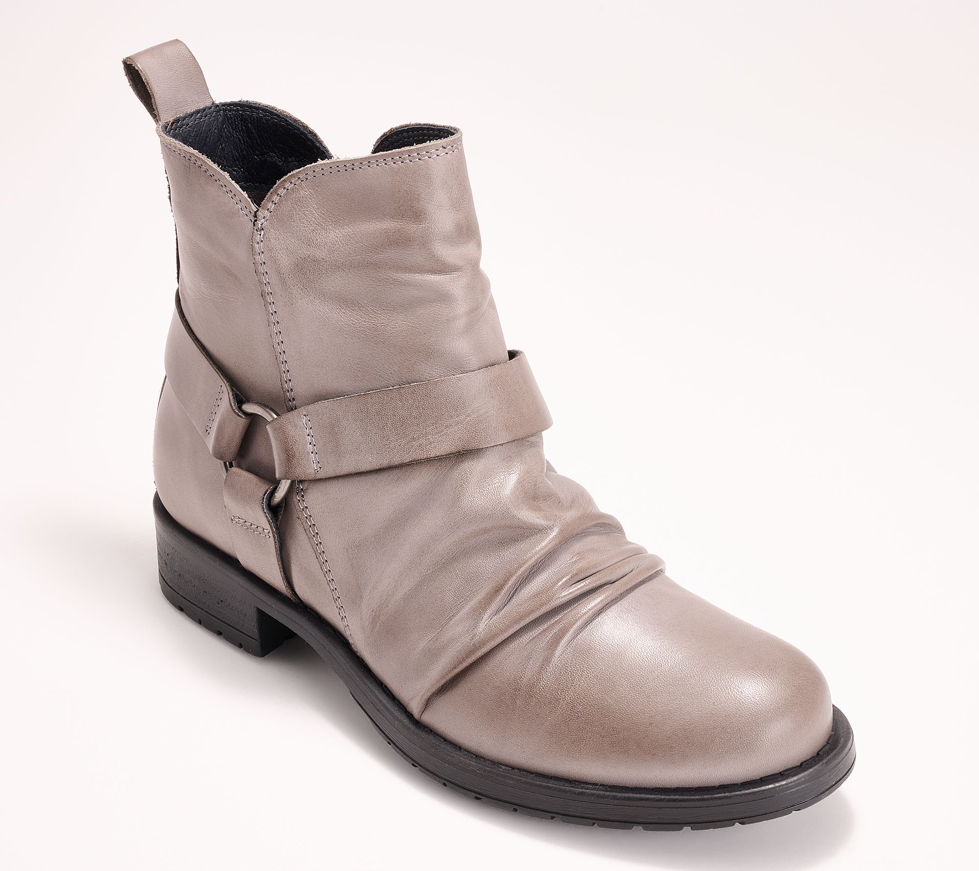 "As Is" Miz Mooz Leather Ruched Ankle Boots - Paolo