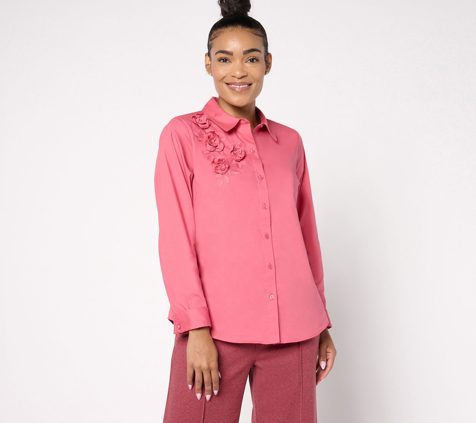 "As Is" BEAUTIFUL by Lawrence Zarian Button Front Poplin Shirt