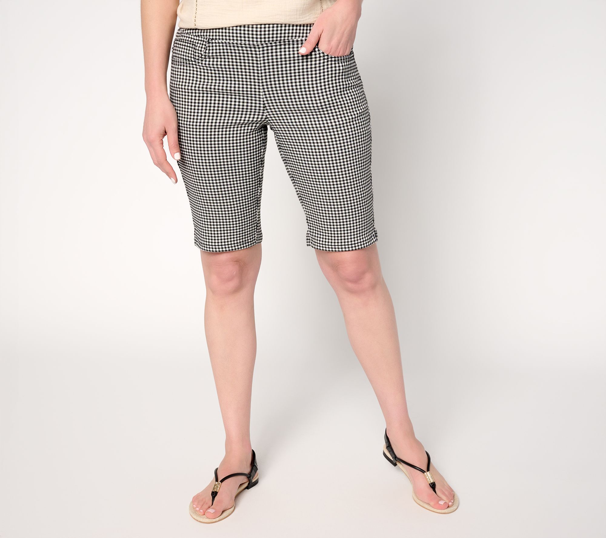 Belle by Kim Gravel Stretch Gingham Bermuda Short