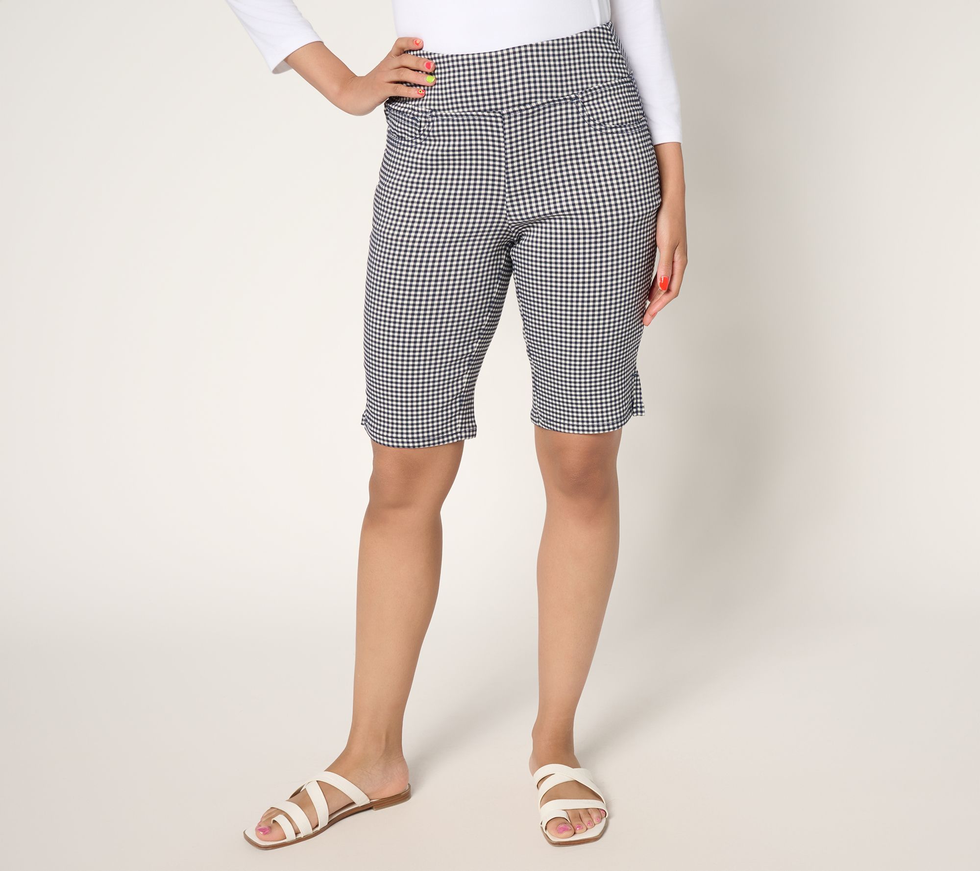 Belle by Kim Gravel Stretch Gingham Bermuda Short