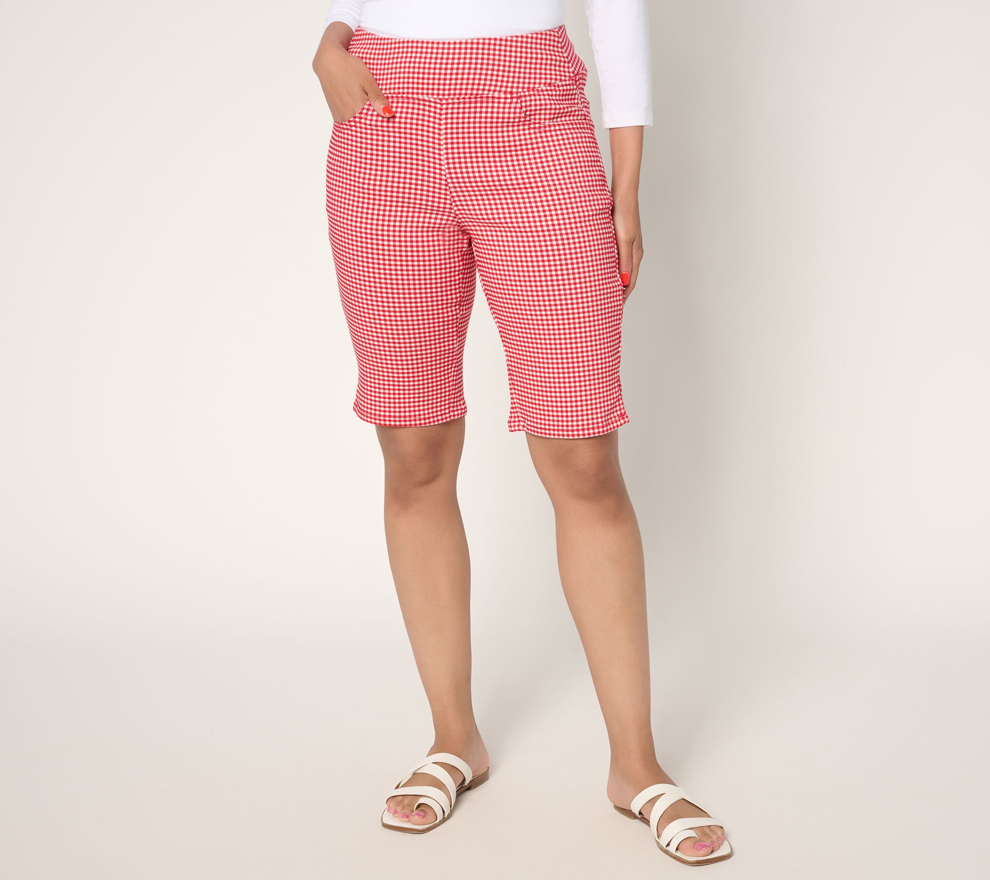 Belle by Kim Gravel Stretch Gingham Bermuda Short