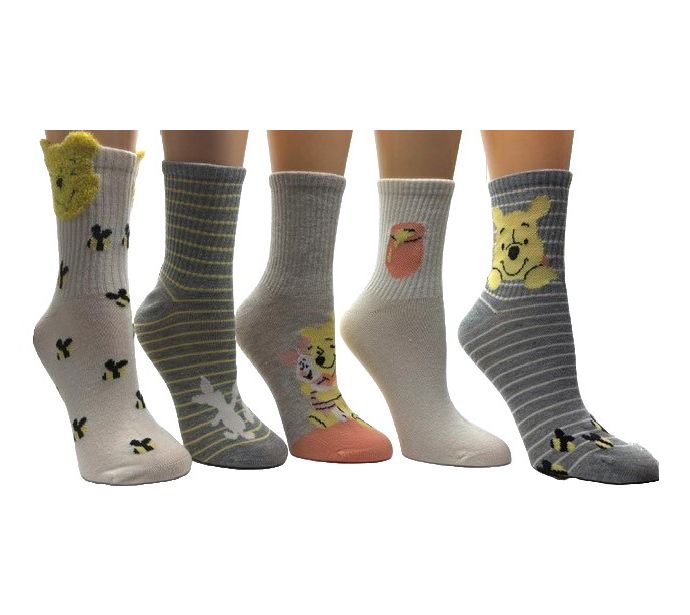 Winnie the Pooh Ladies' Set of 5 Ribbed Mid-Cre w Socks