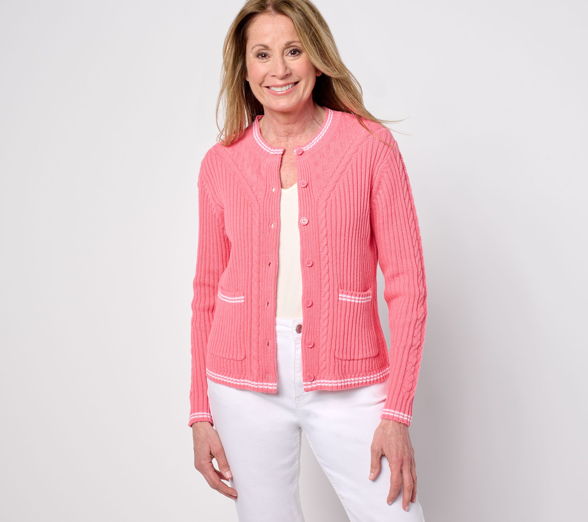 Isaac Mizrahi Live! Yacht Club Cable Stitch Sweater