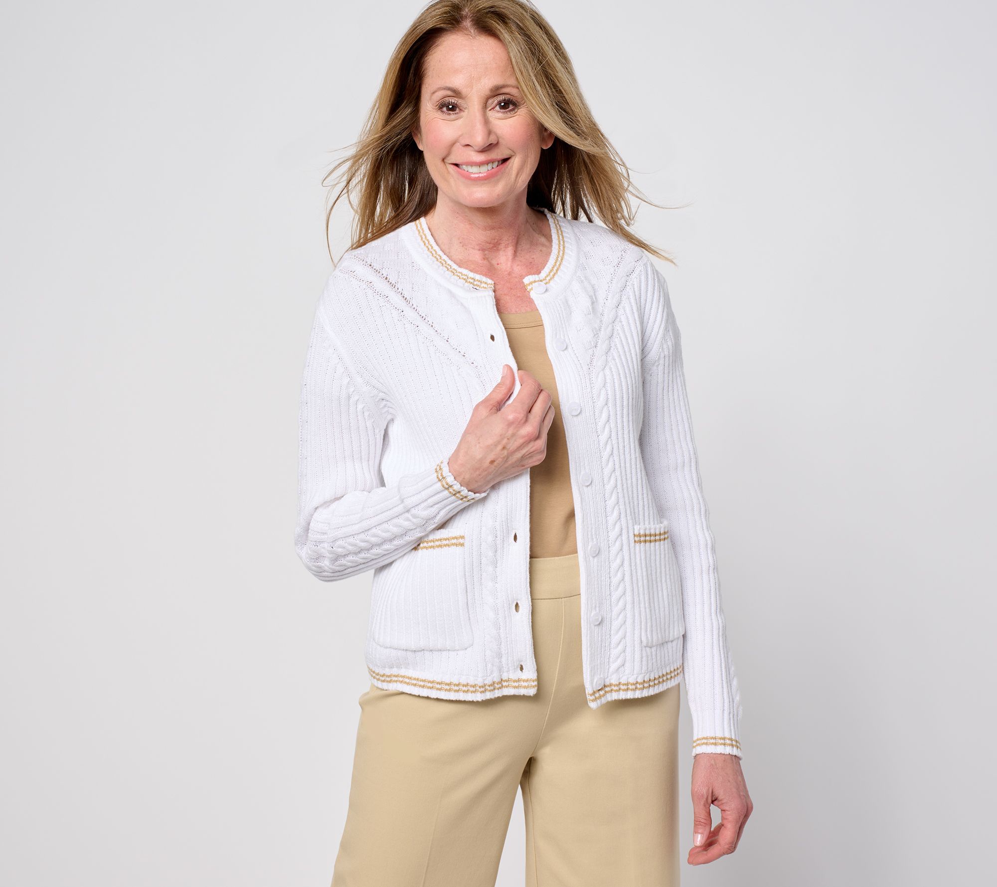 Isaac Mizrahi Live! Yacht Club Cable Stitch Sweater