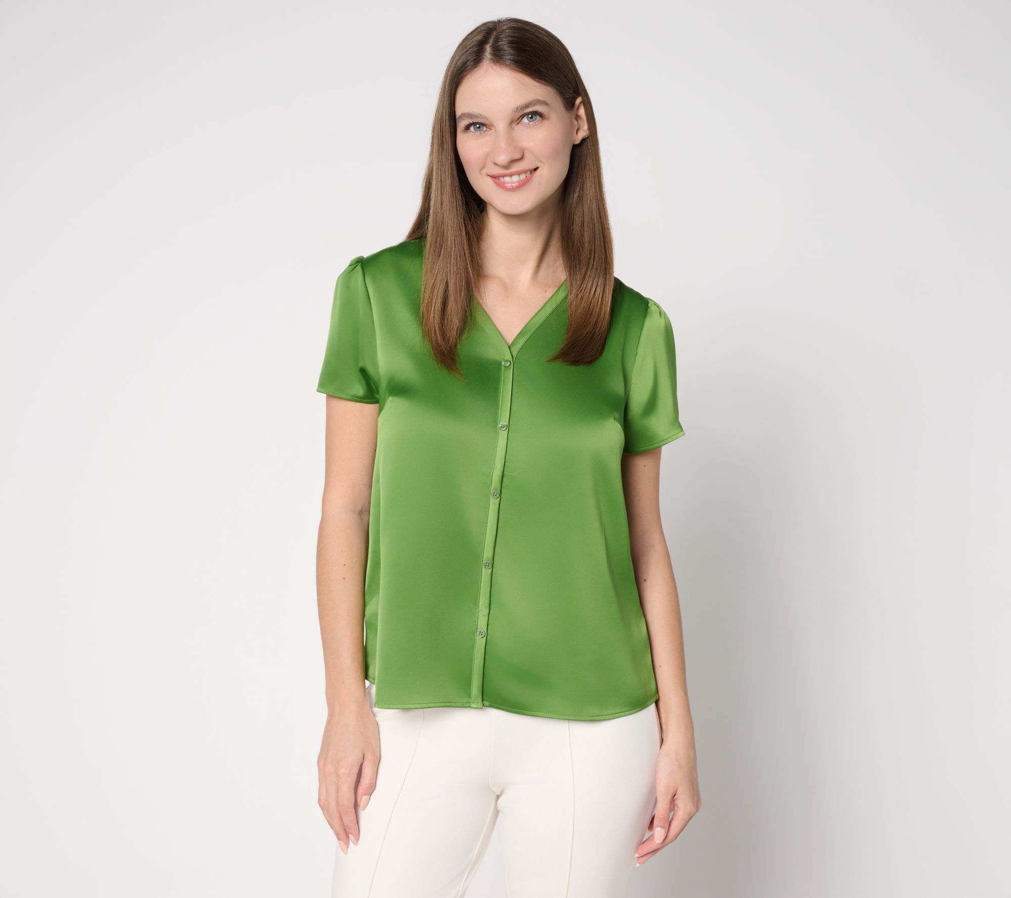 BEAUTIFUL by Lawrence Zarian Cap Sleeve Button Front Top