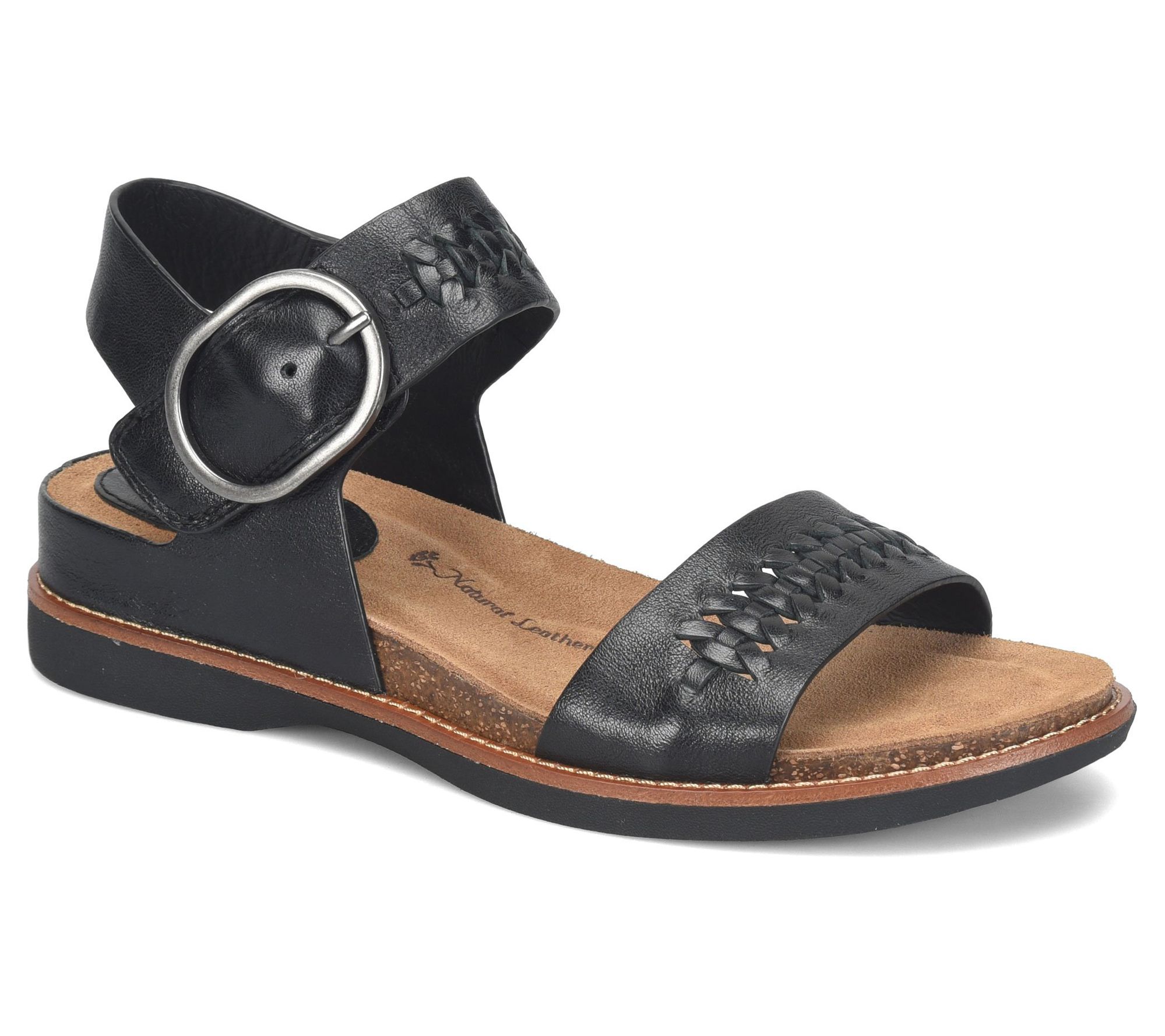 Sofft Oval Buckled Woven Leather Sandal - BaliII