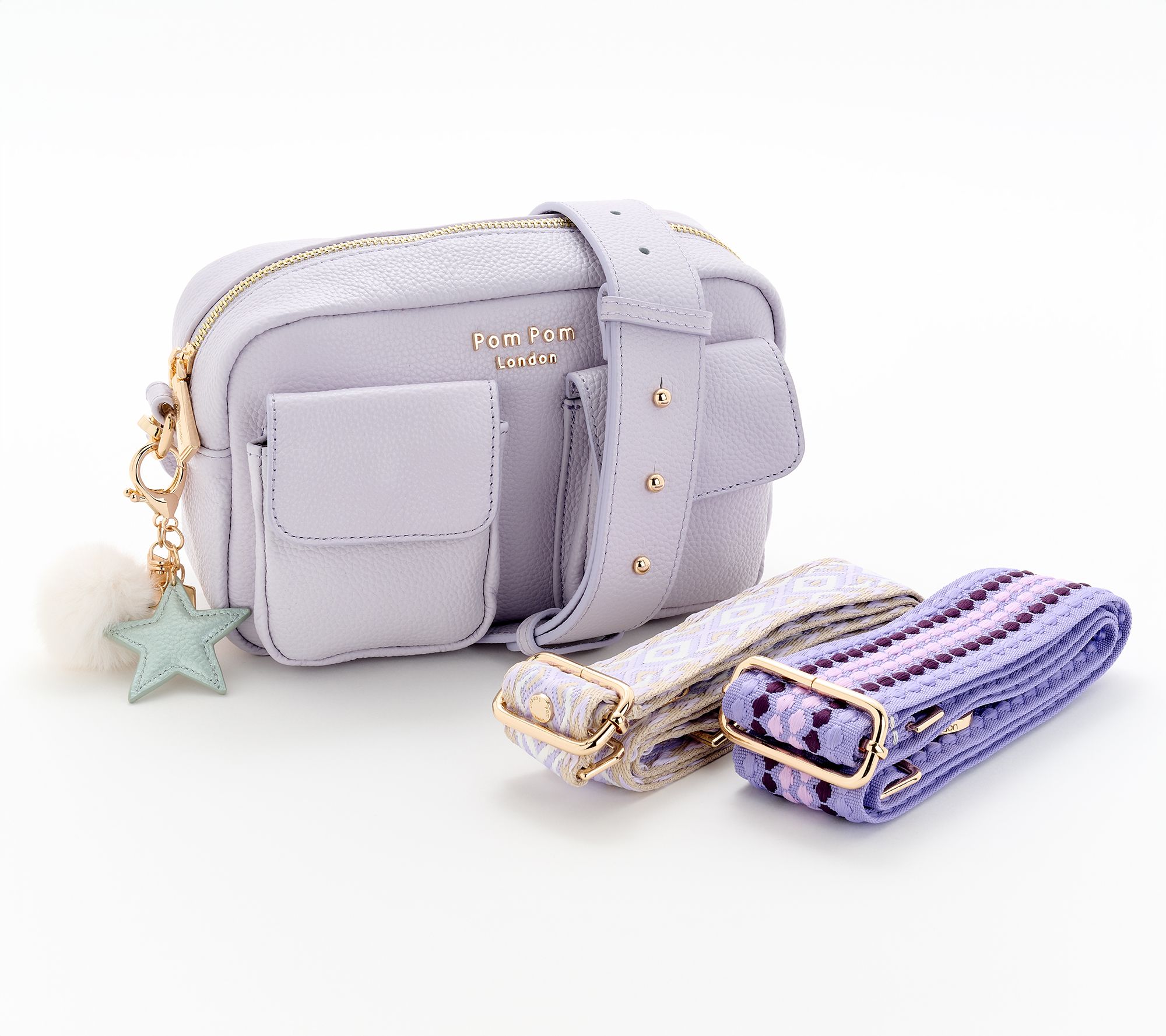 Pom Pom London Leather Chiswick Cargo Crossbody w/ Accessories