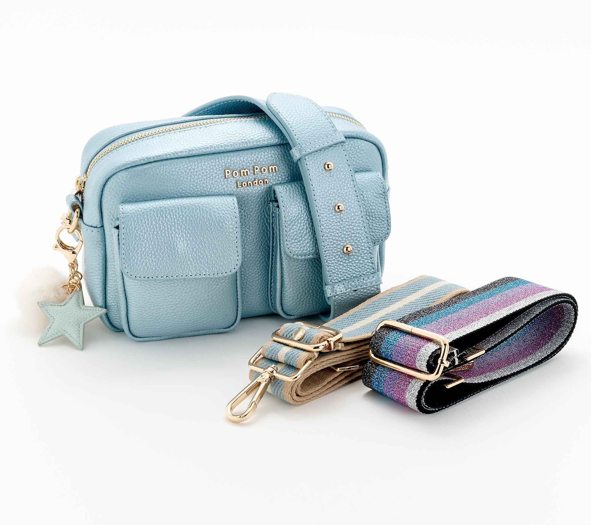 Pom Pom London Leather Chiswick Cargo Crossbody w/ Accessories