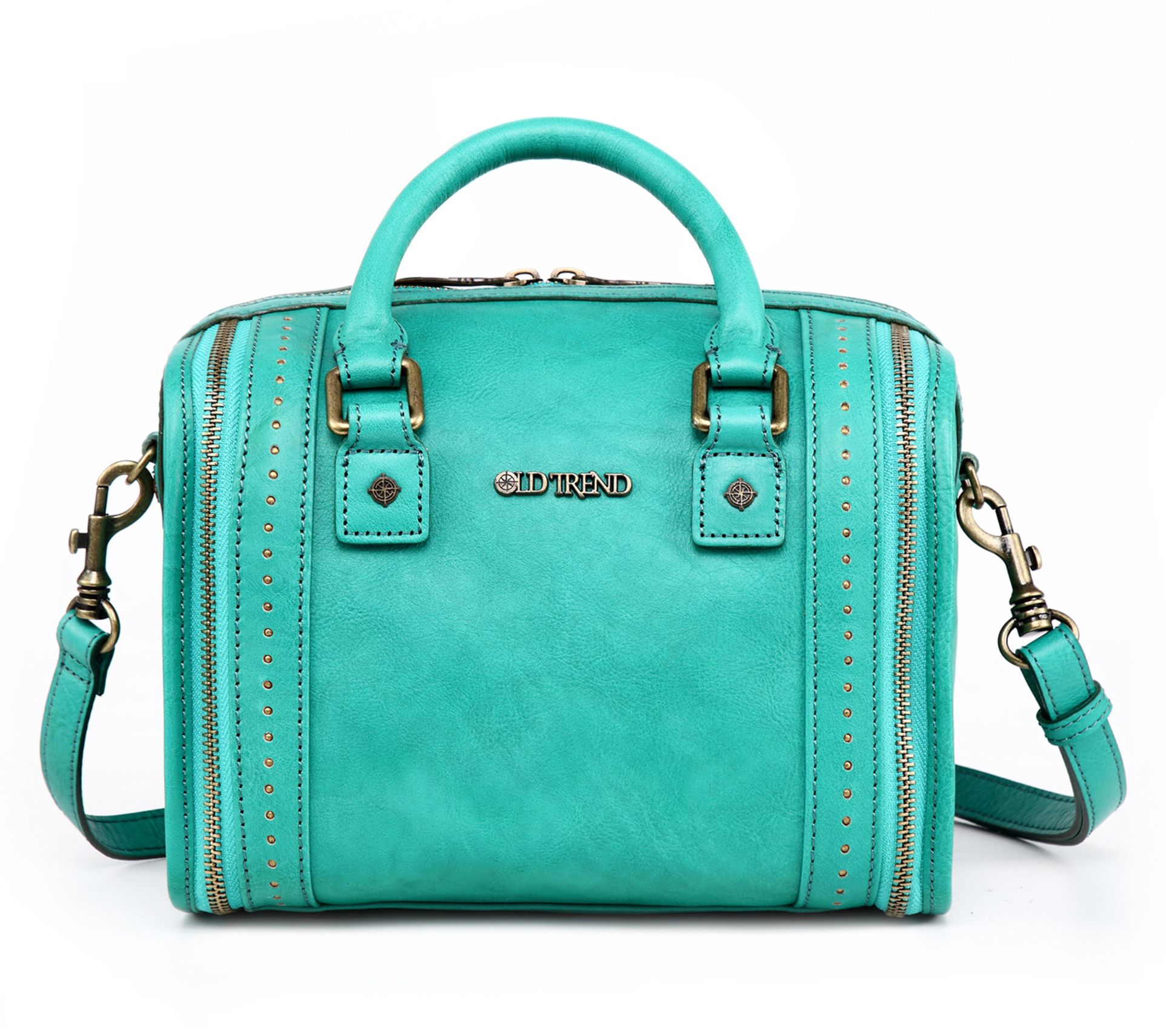 Old Trend Leather Mini Trunk Satchel with Crossbody Strap