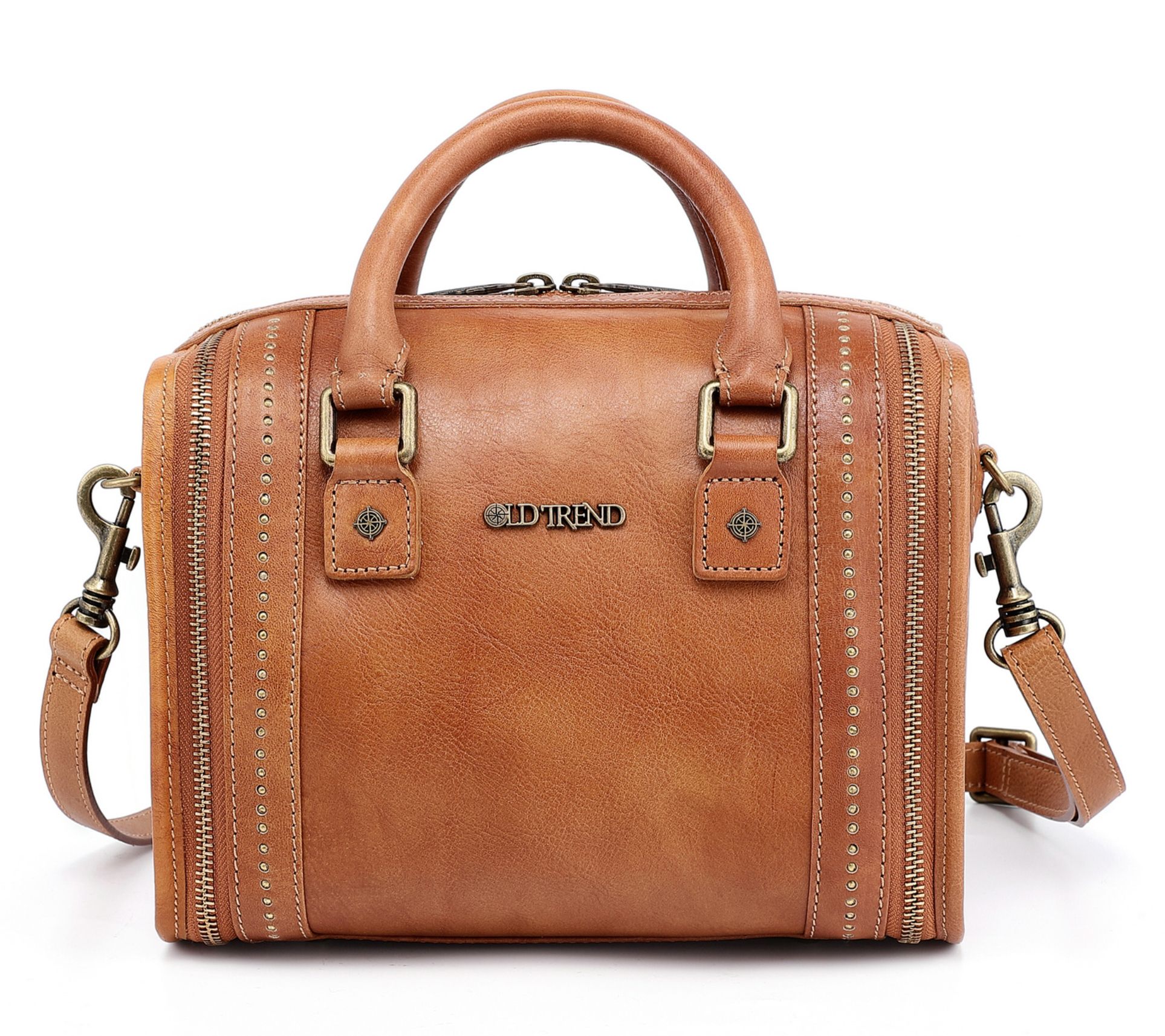 Old Trend Leather Mini Trunk Satchel with Crossbody Strap