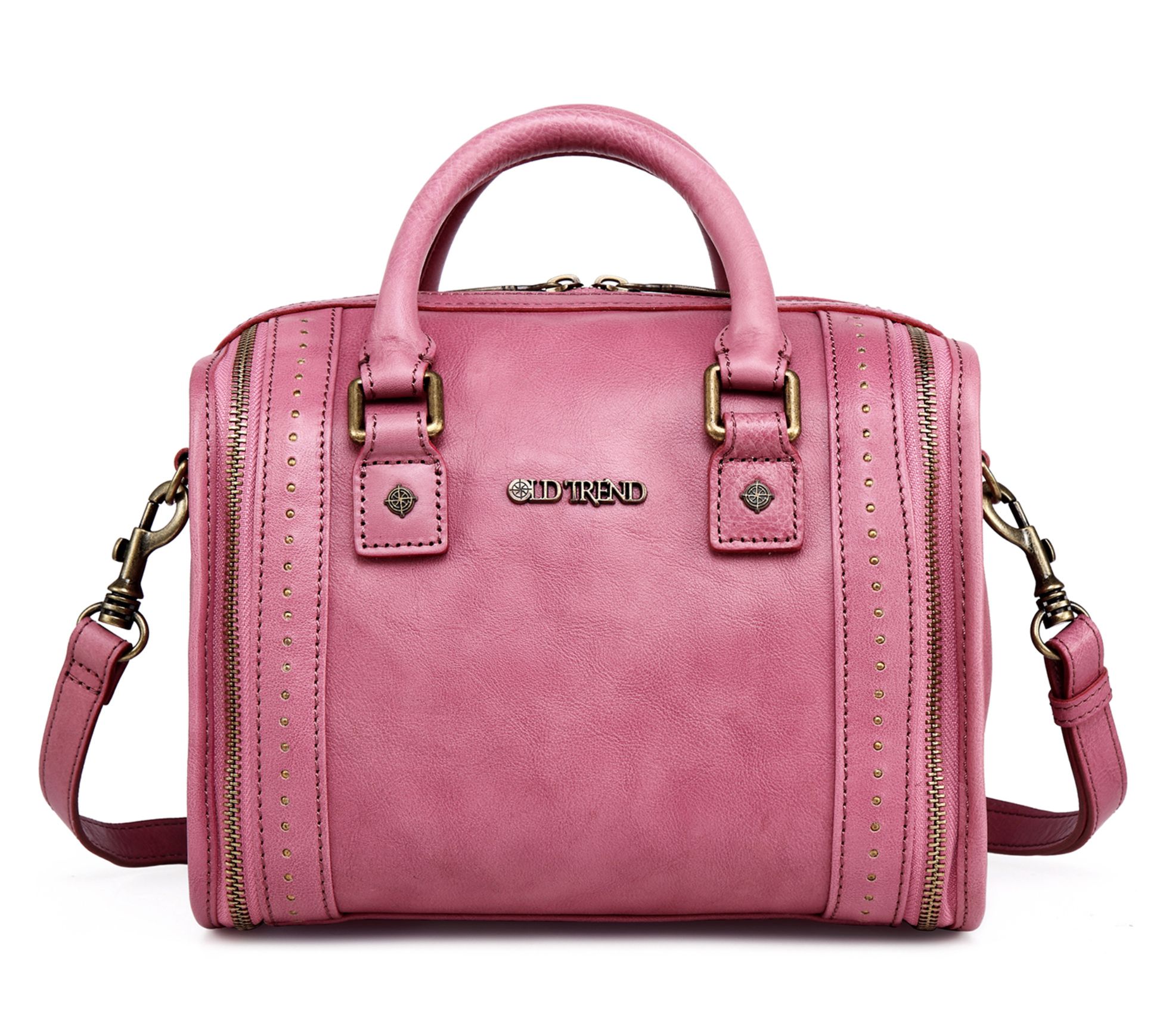 Old Trend Leather Mini Trunk Satchel with Crossbody Strap