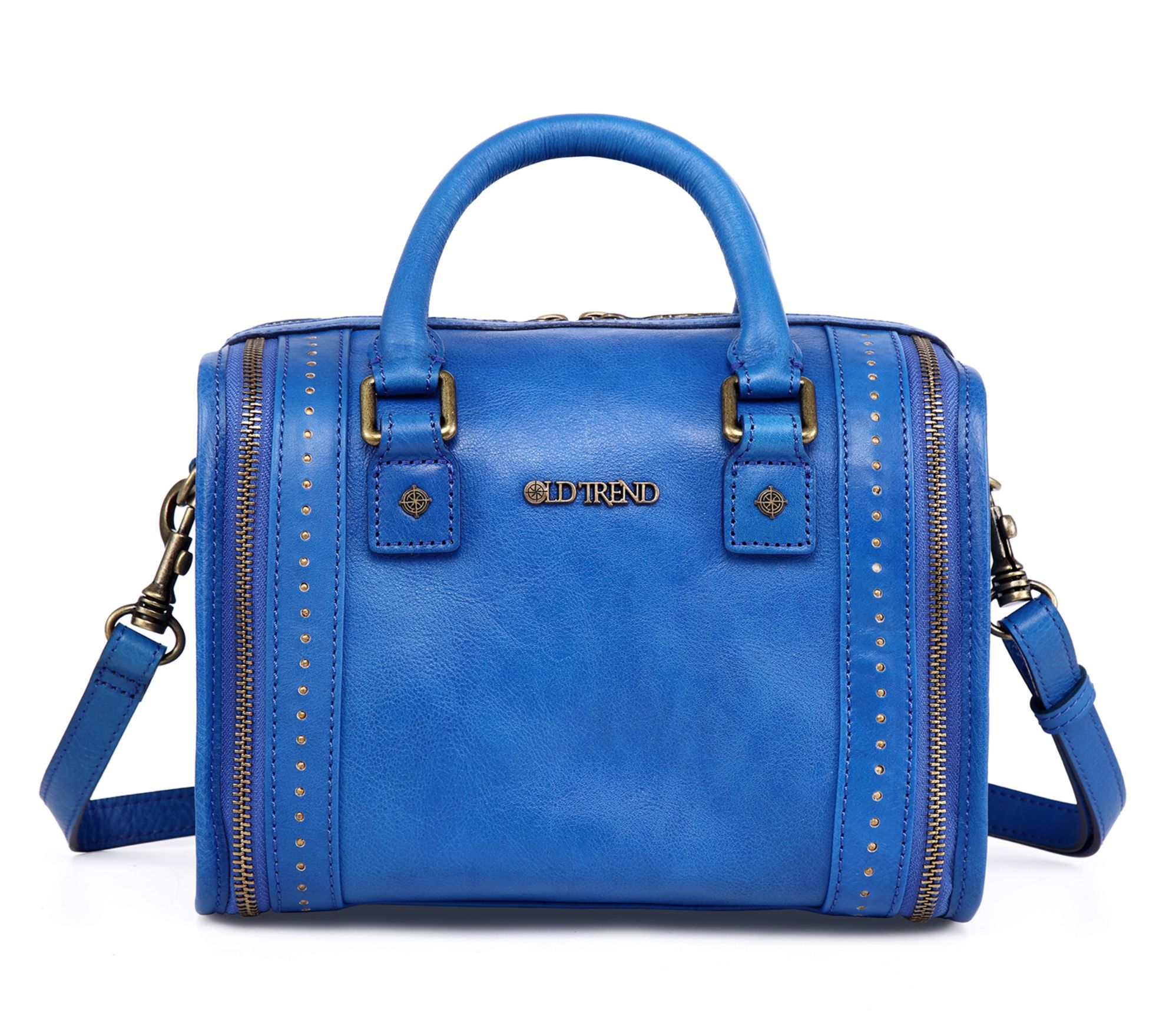 Old Trend Leather Mini Trunk Satchel with Crossbody Strap