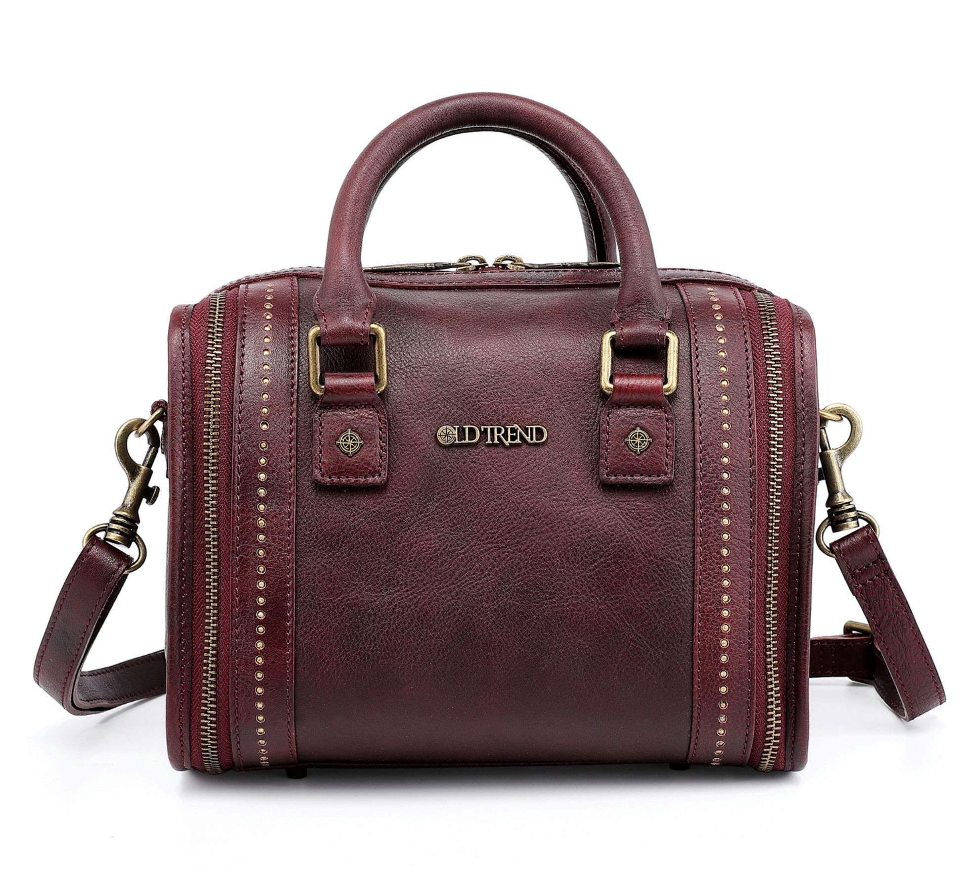 Old Trend Leather Mini Trunk Satchel with Crossbody Strap
