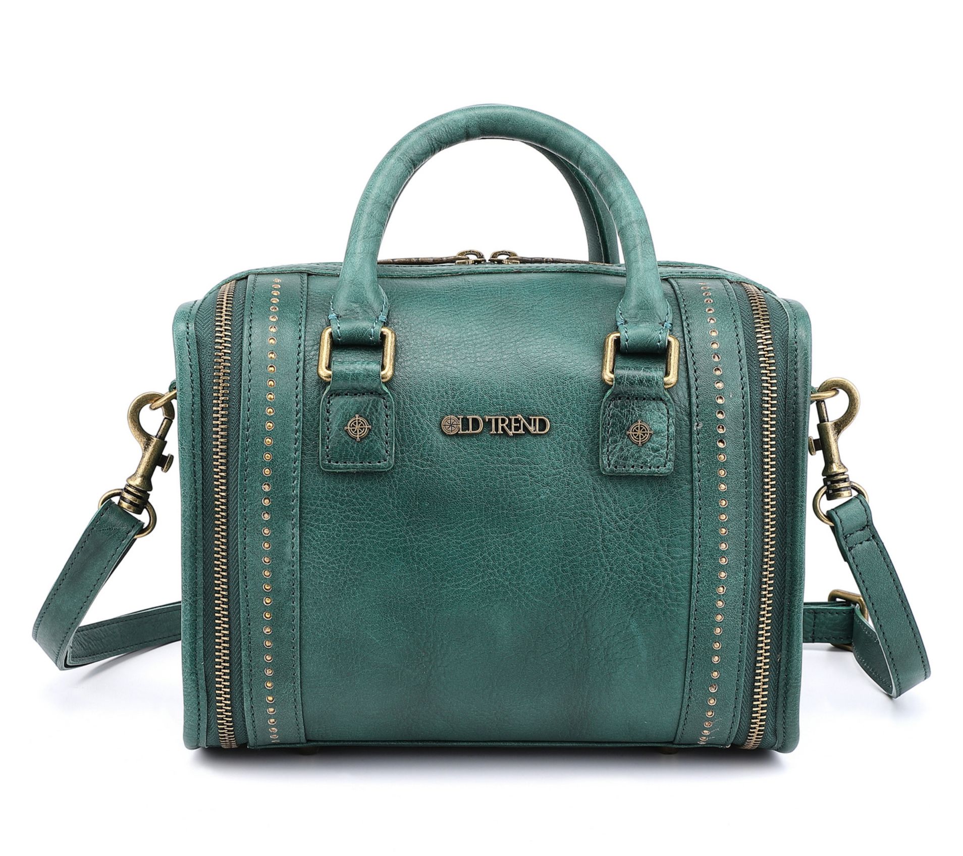 Old Trend Leather Mini Trunk Satchel with Crossbody Strap