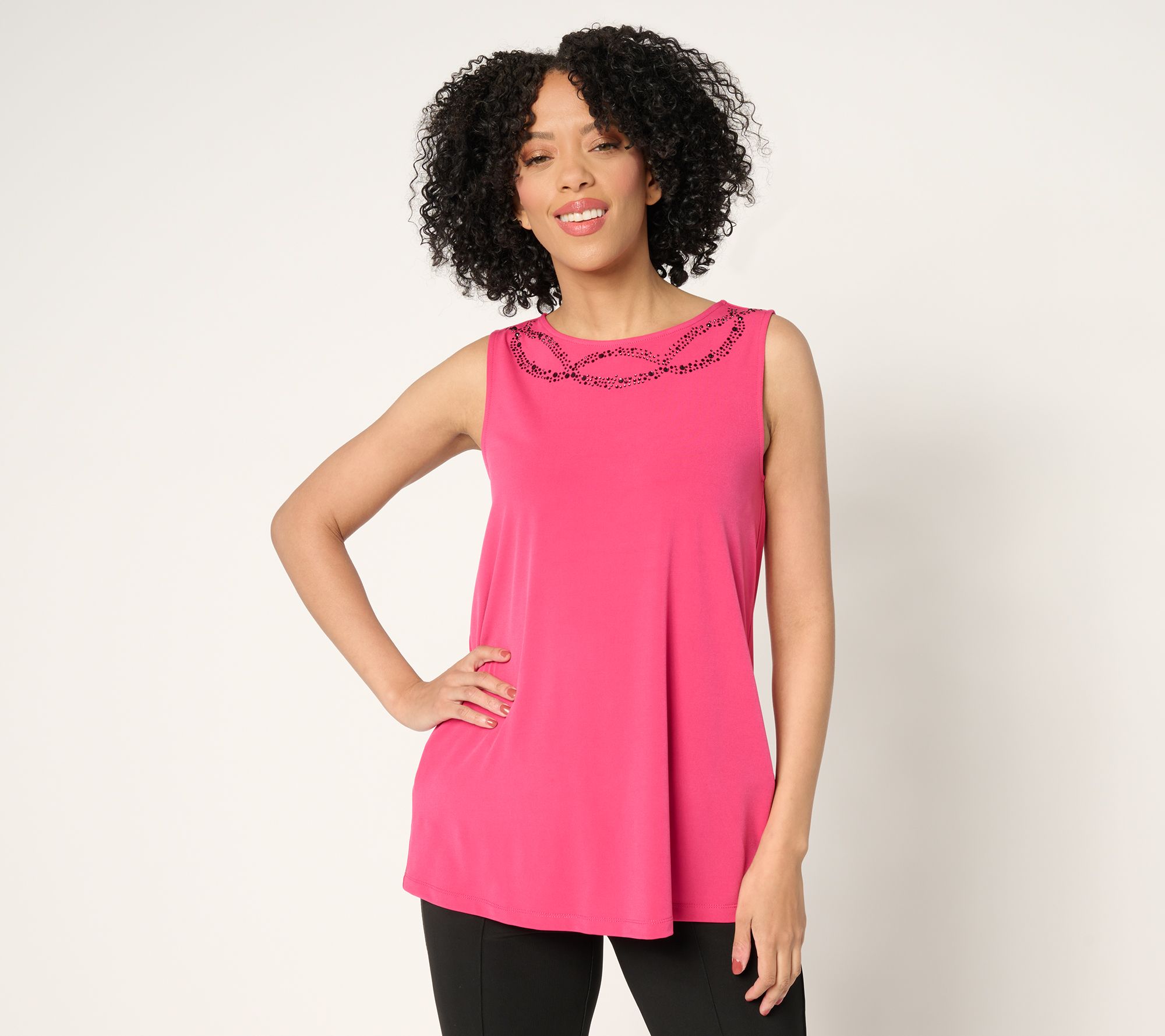 "As Is" Susan Graver Artisan LK Luxe A-line Embellished Sleeveless Top