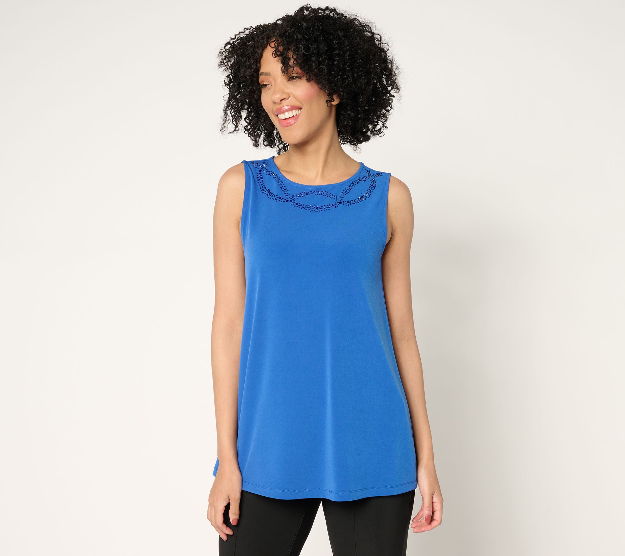 "As Is" Susan Graver Artisan LK Luxe A-line Embellished Sleeveless Top