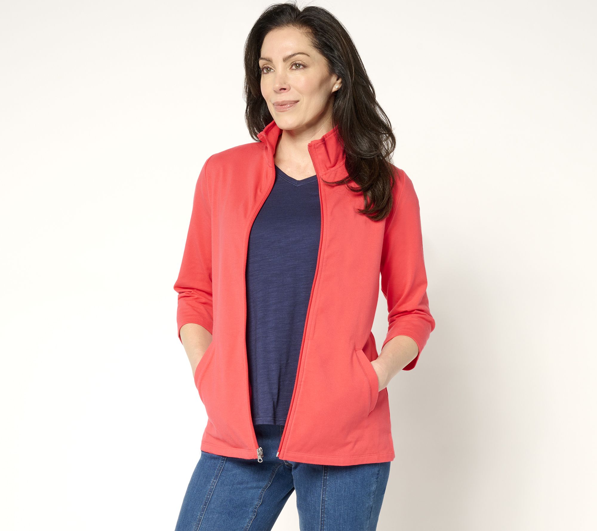 "As Is" Denim & Co. Petite Duo Stretch 3/4 Sleeve Jacket