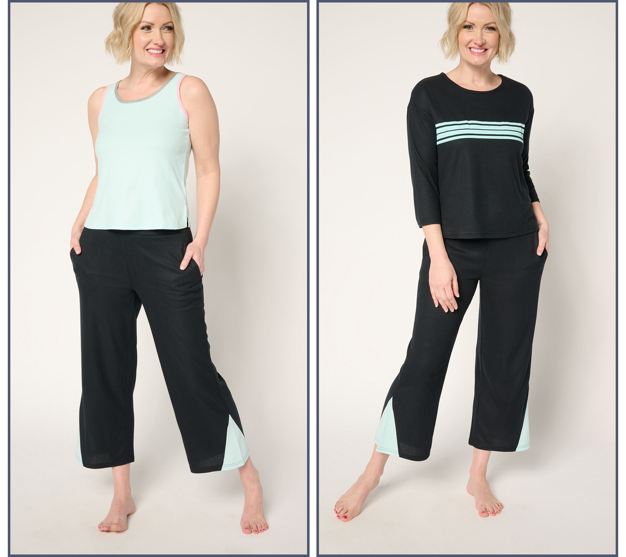 "As Is" MUK LUKS Waffle Knit 3-Piece Lounge Set