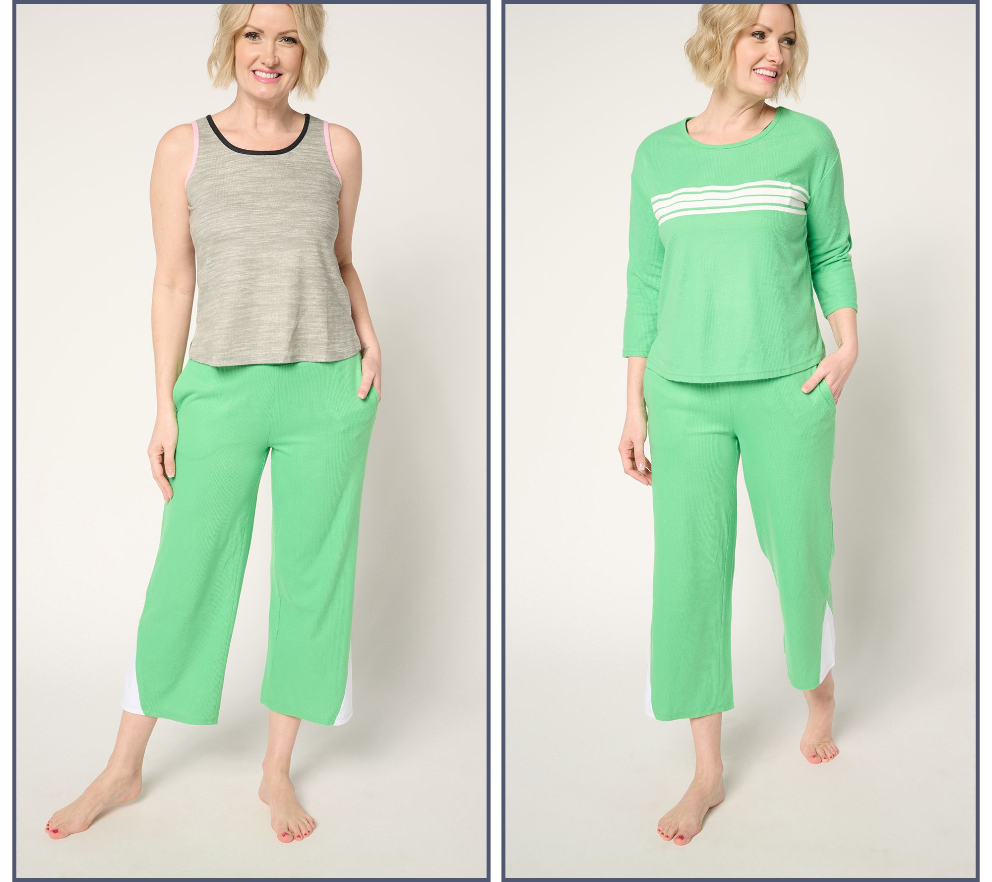 "As Is" MUK LUKS Waffle Knit 3-Piece Lounge Set