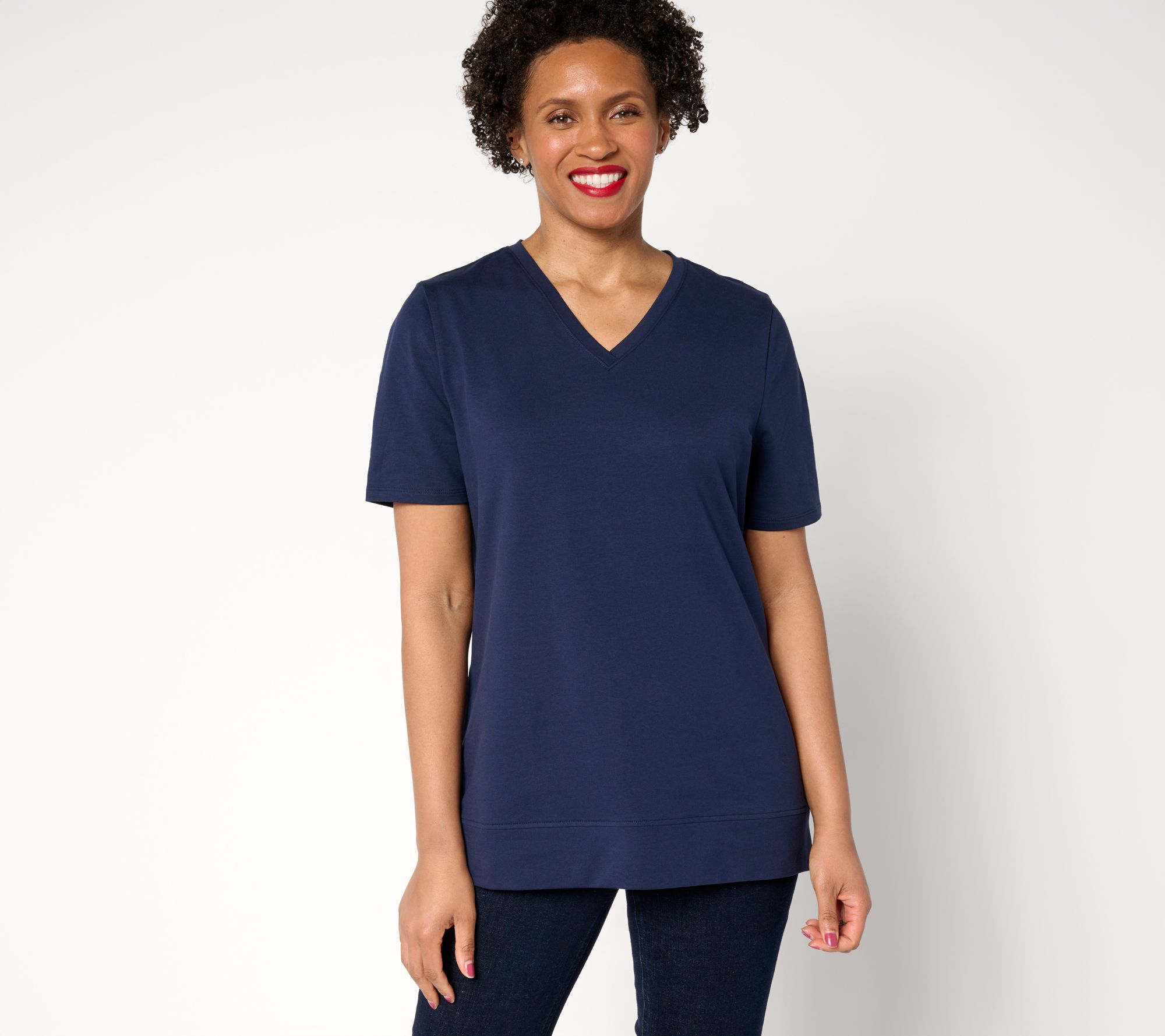 "As Is" Denim & Co. EasyWear French Terry Short Sleeve Pullover