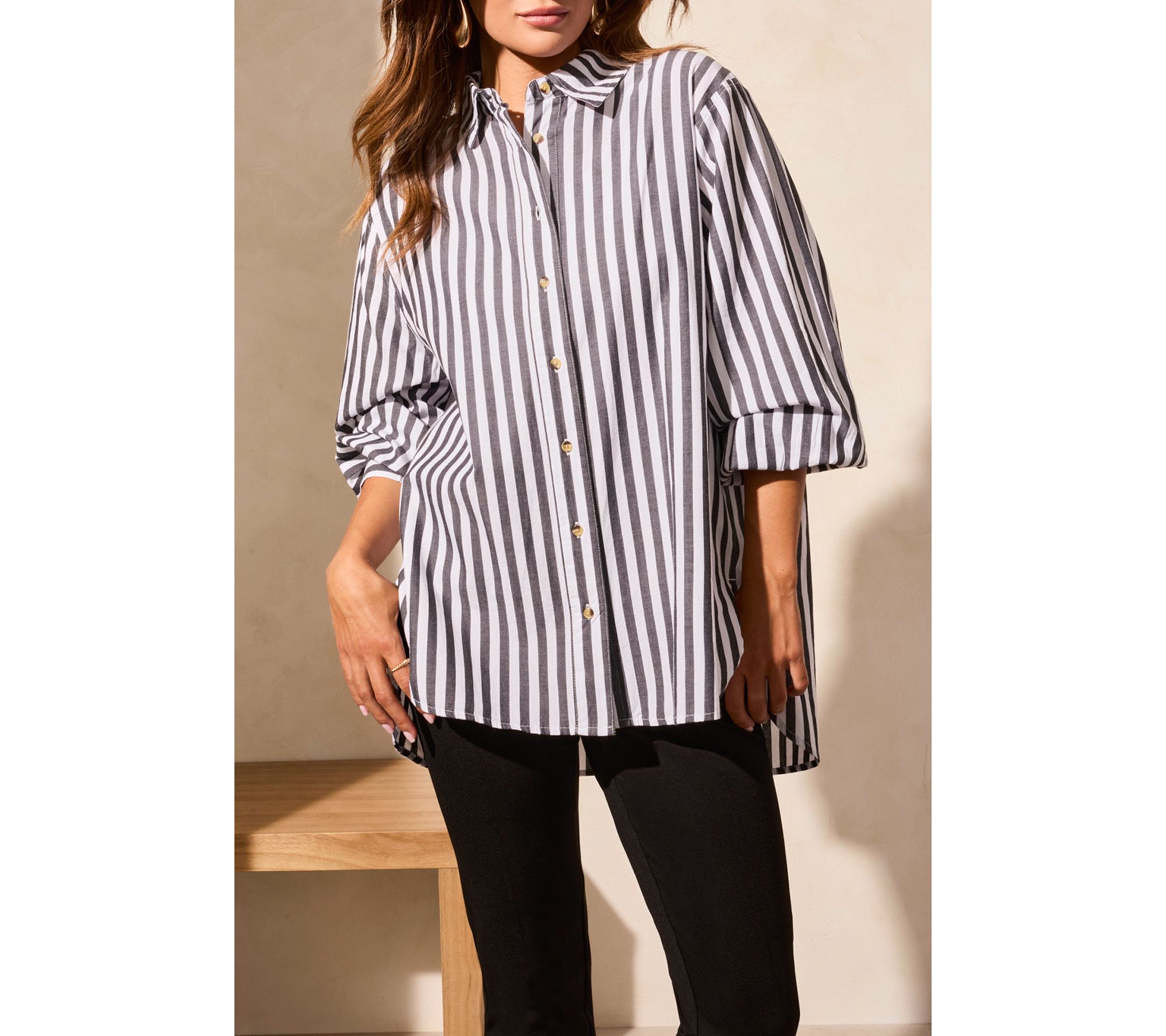 Tribal Stripe Button-Front Shirt
