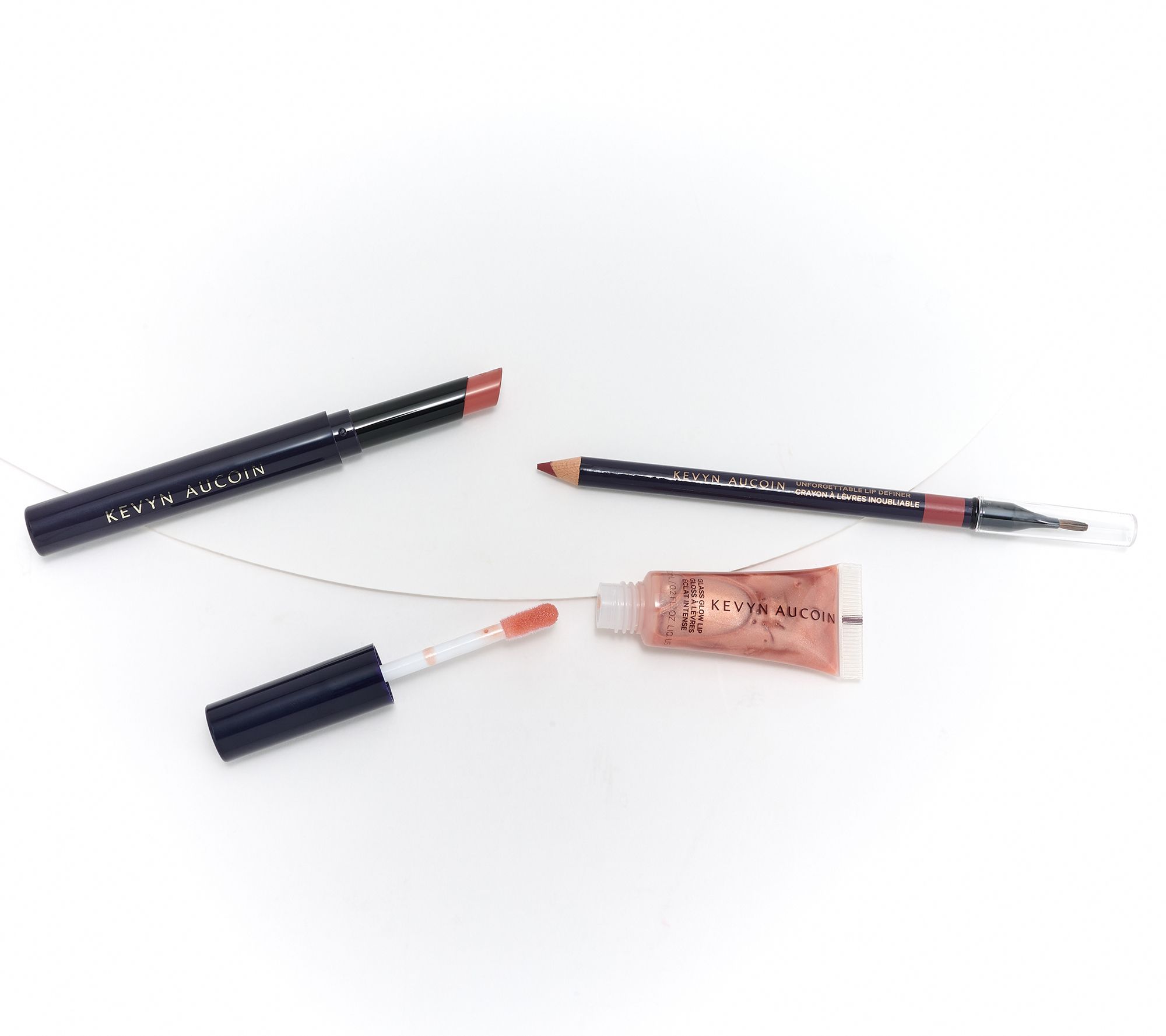Kevyn Aucoin Lip Discovery Liner, Lipstick & Glass Glow 3pc Kit