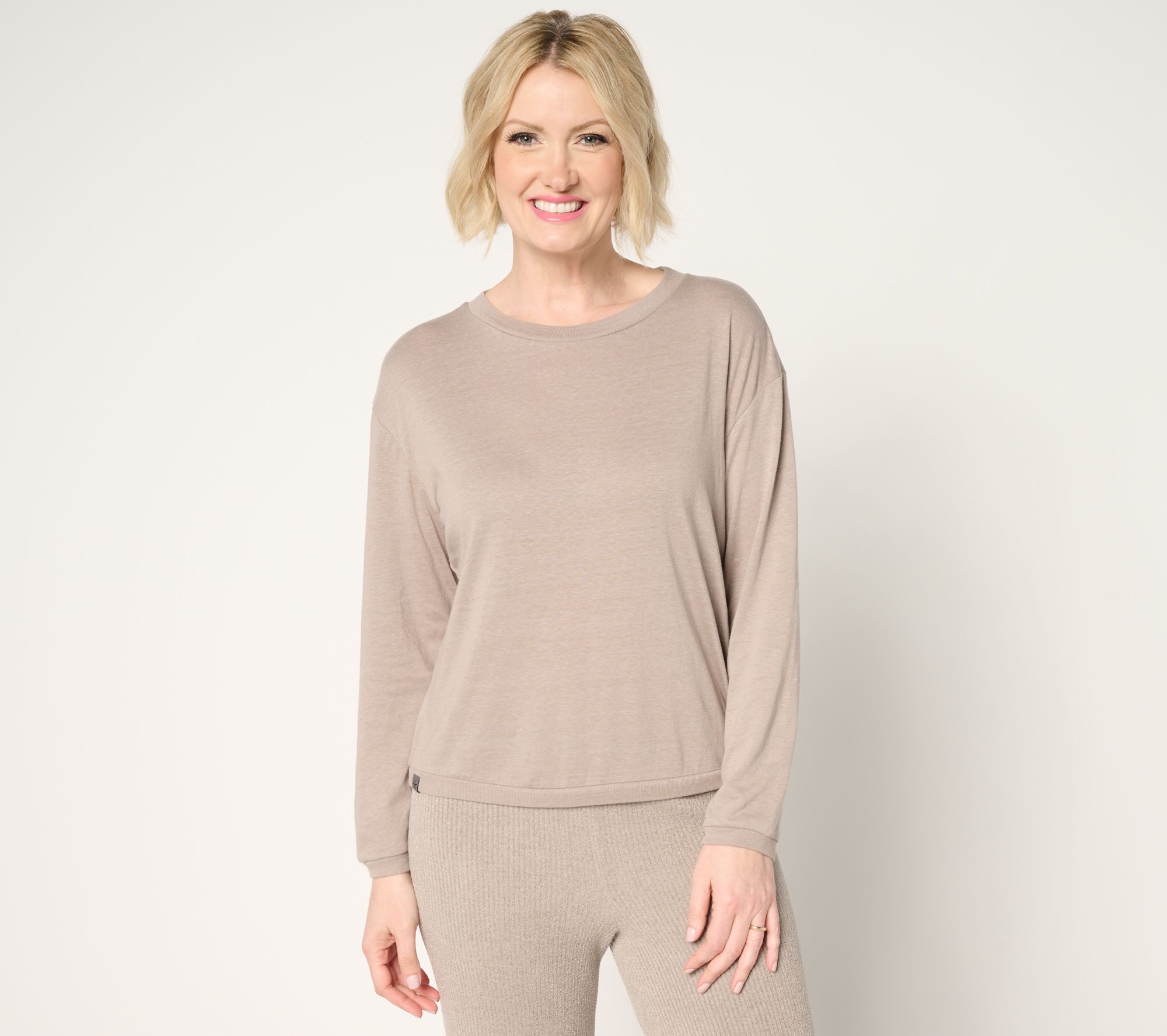 "As Is" Barefoot Dreams Slub Burnout Long Sleeve Tee