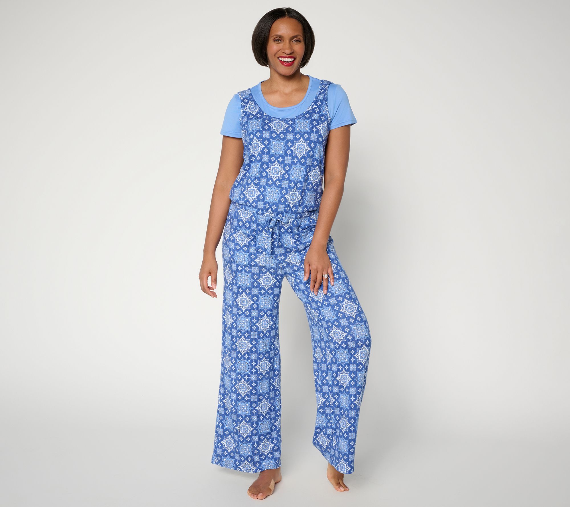 MUK LUKS Ribbed Butterknit Jumpsuit with Cloud Knit Tee