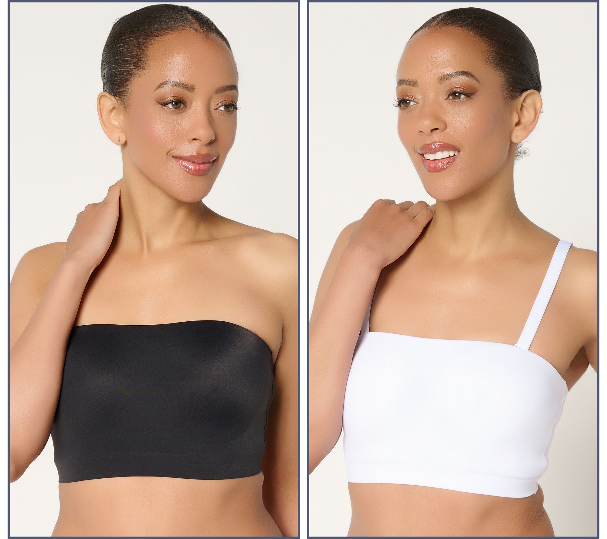 "As Is" Breezies Bonded Bandeau Bra w/ Convertible Straps Set of 2